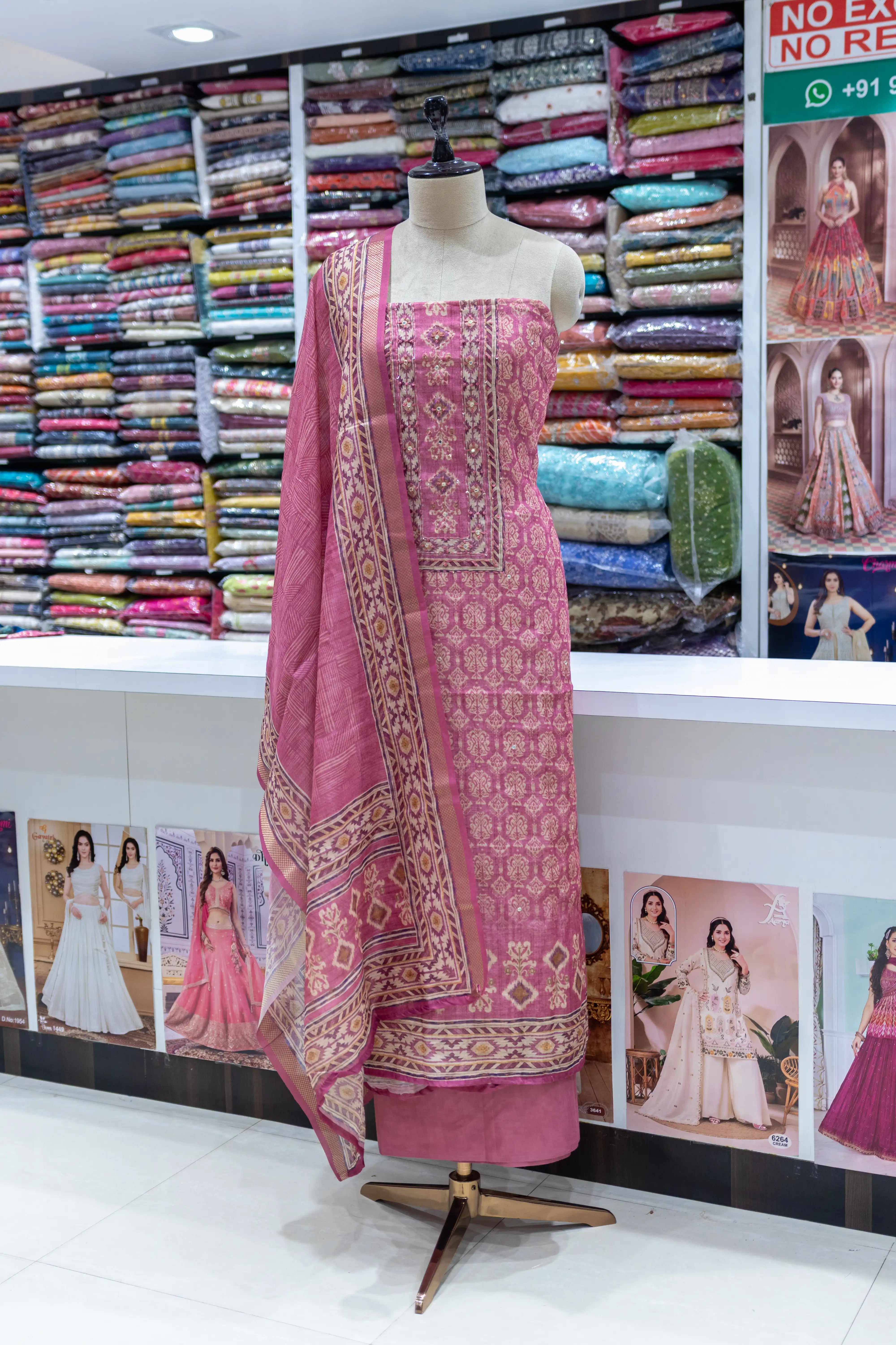 Elegant Pink Printed Suit Set