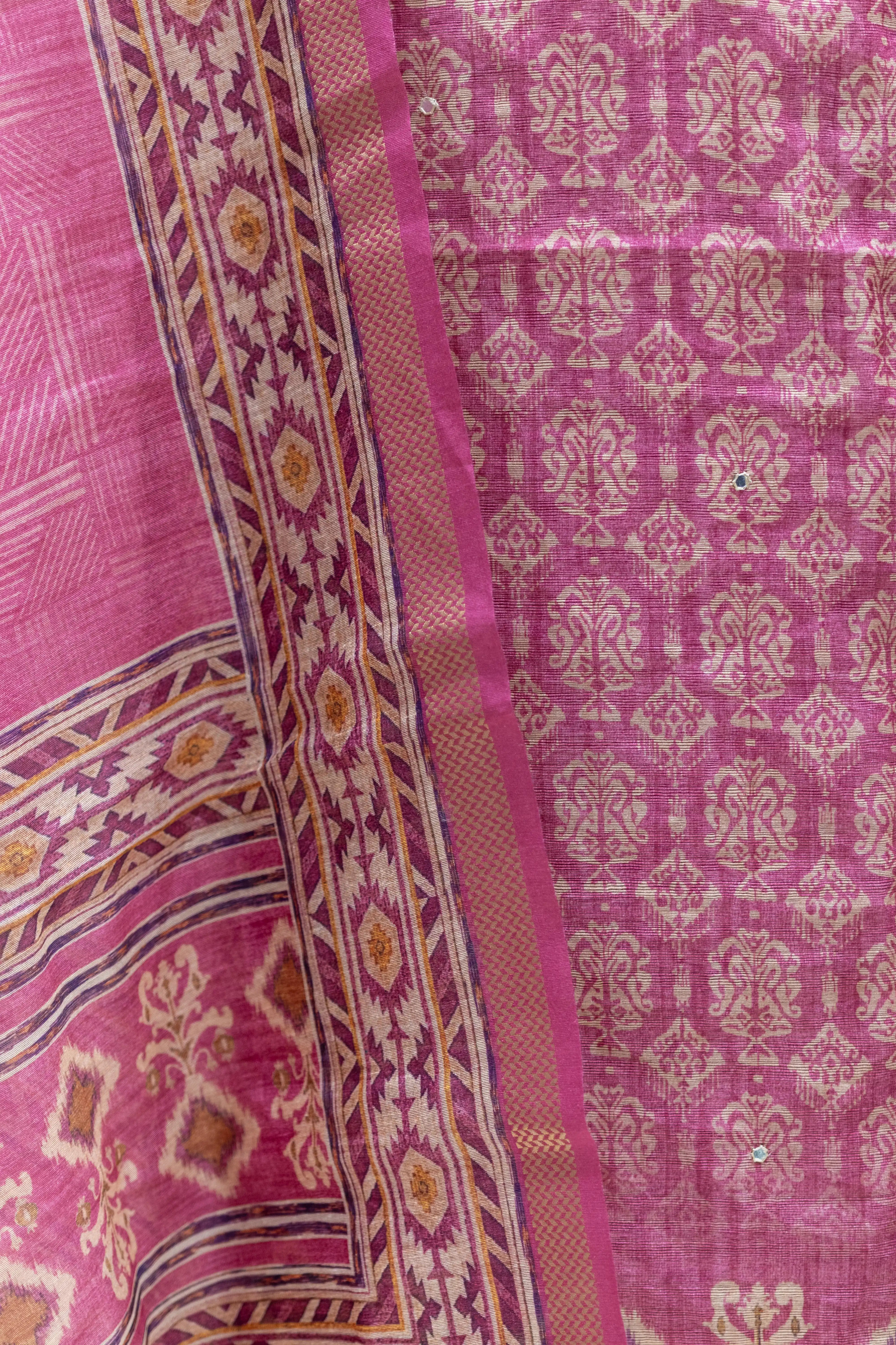 Elegant Pink Printed Suit Set
