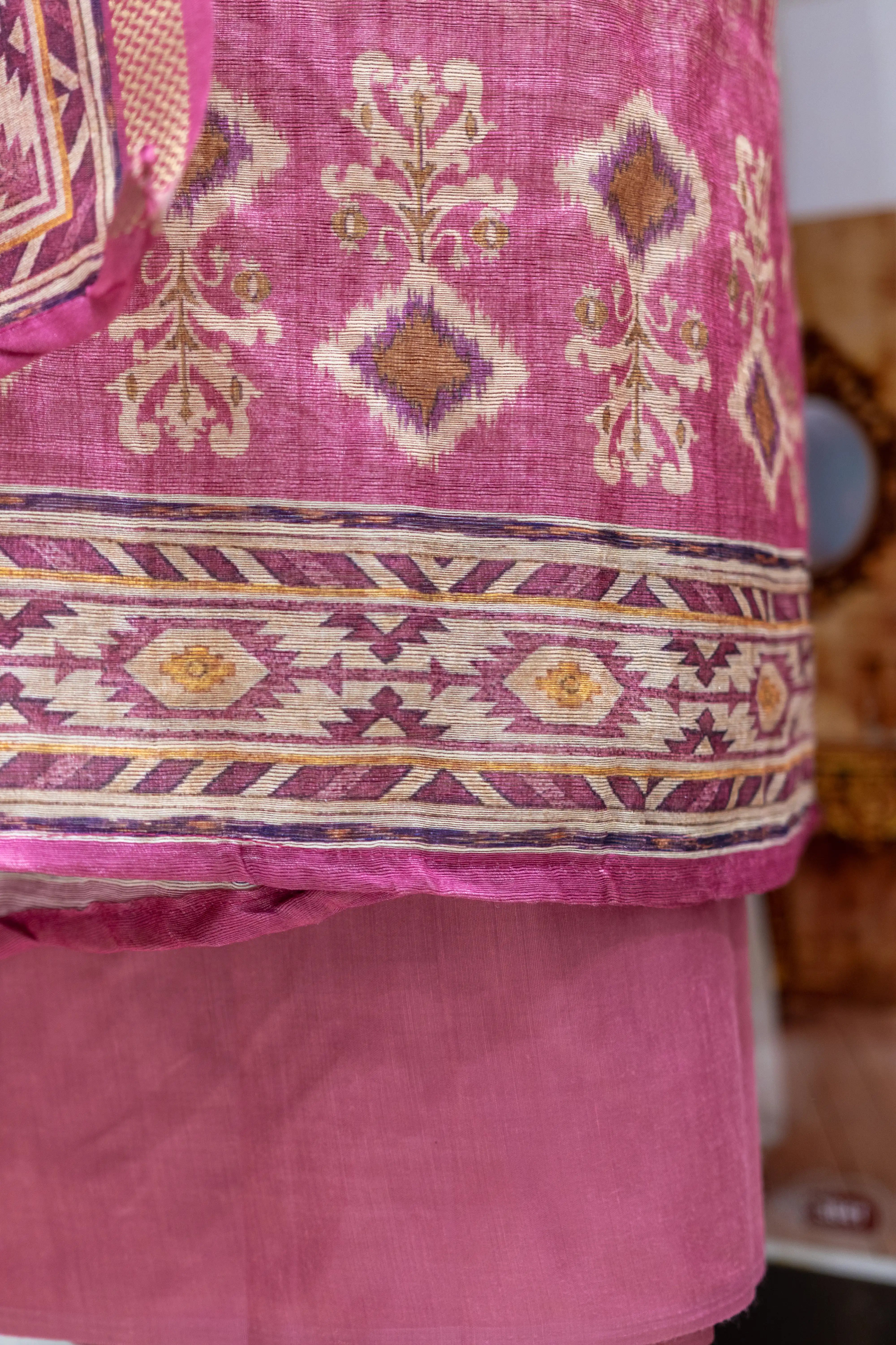 Elegant Pink Printed Suit Set