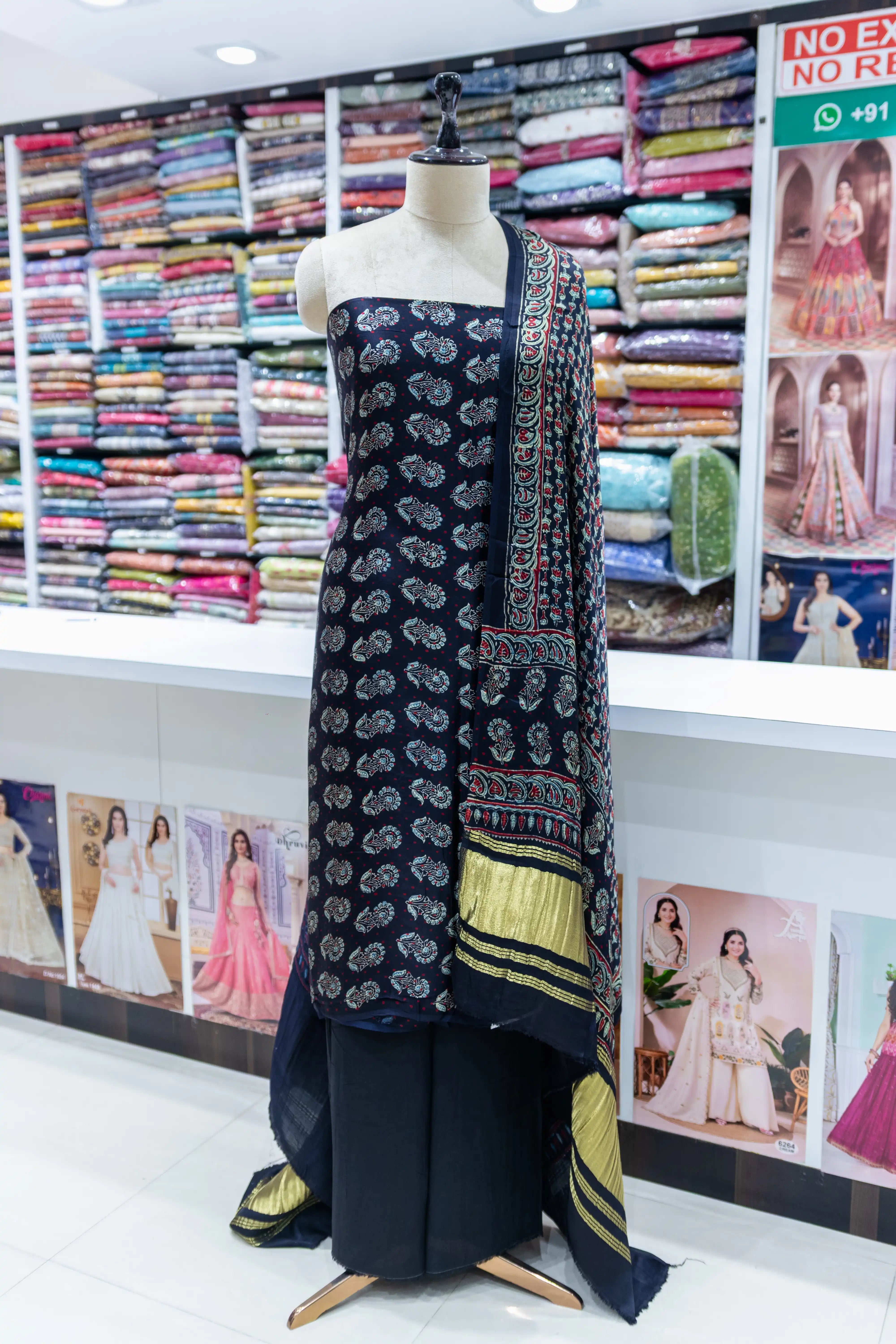 Elegant Black Printed Suit Set