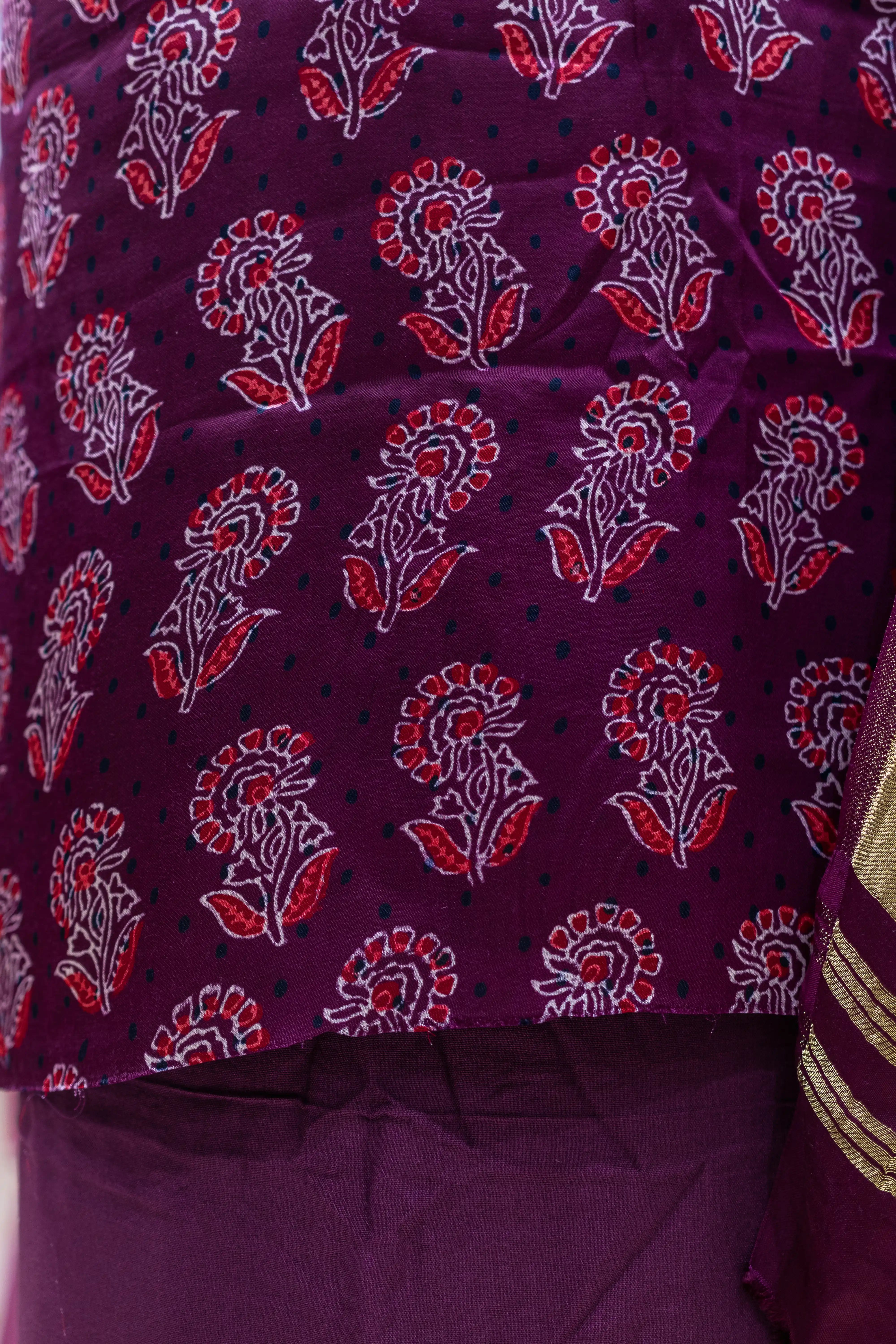 Elegant Maroon Printed Suit Set
