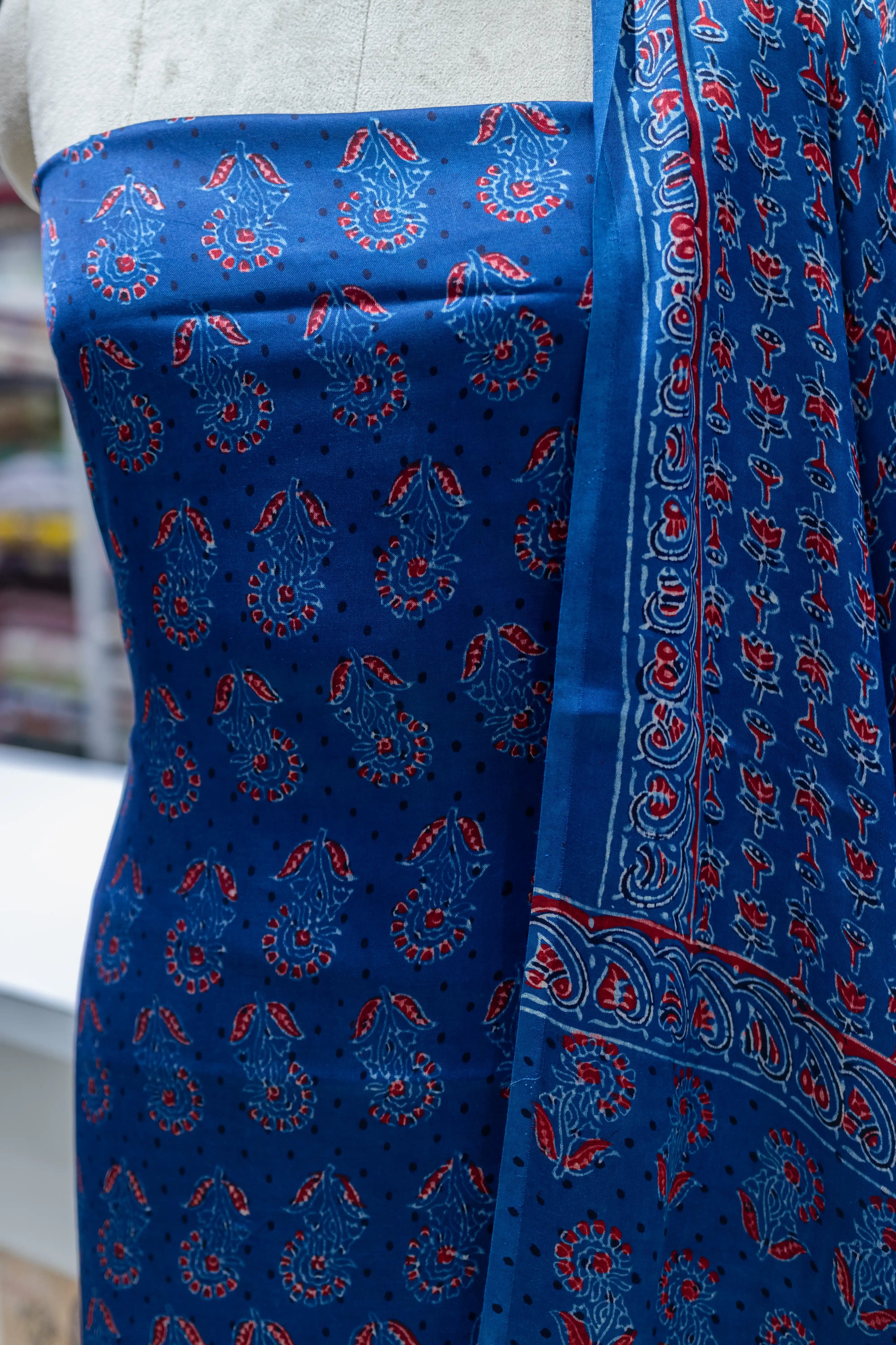 Elegant Blue Printed Suit Set