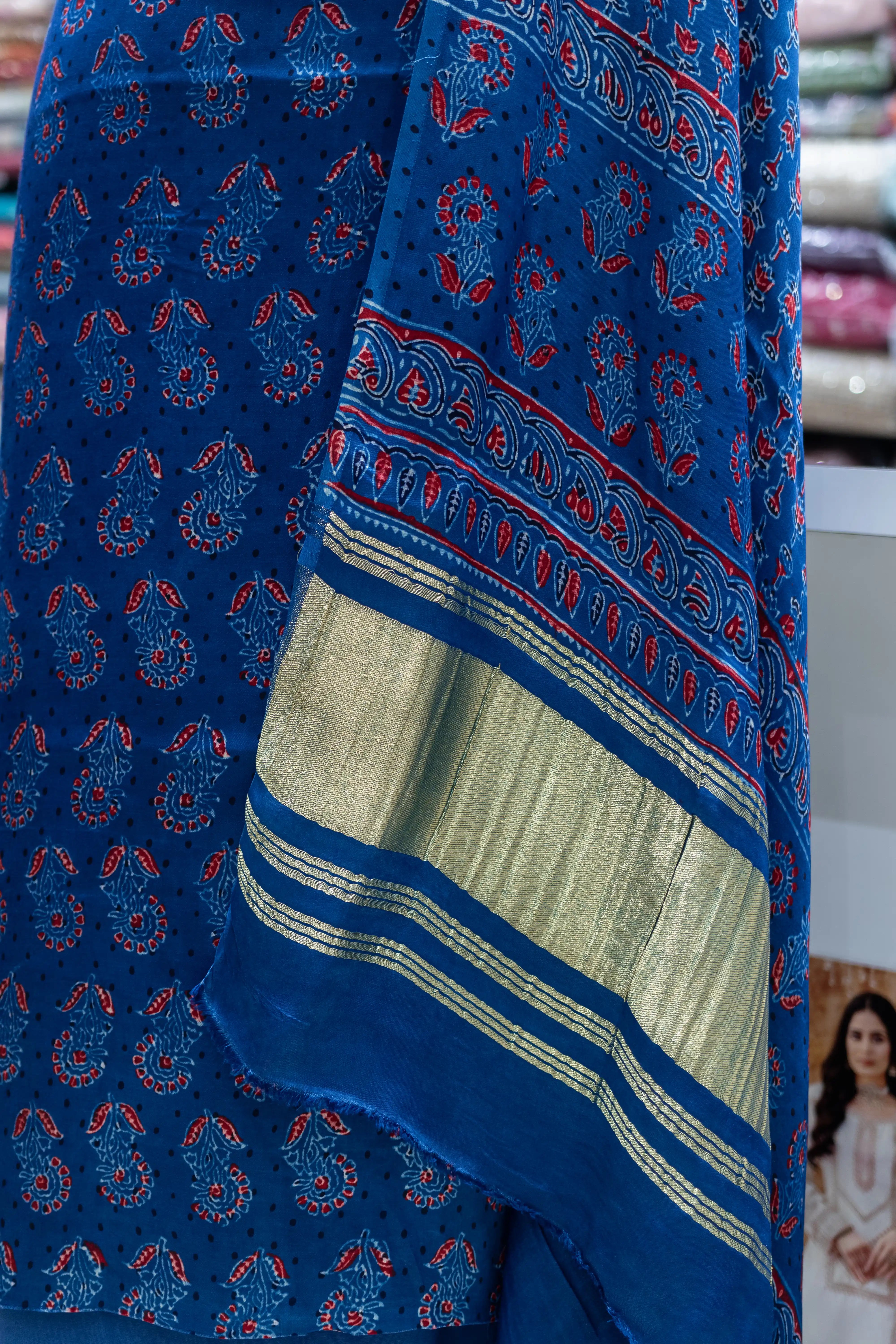 Elegant Blue Printed Suit Set