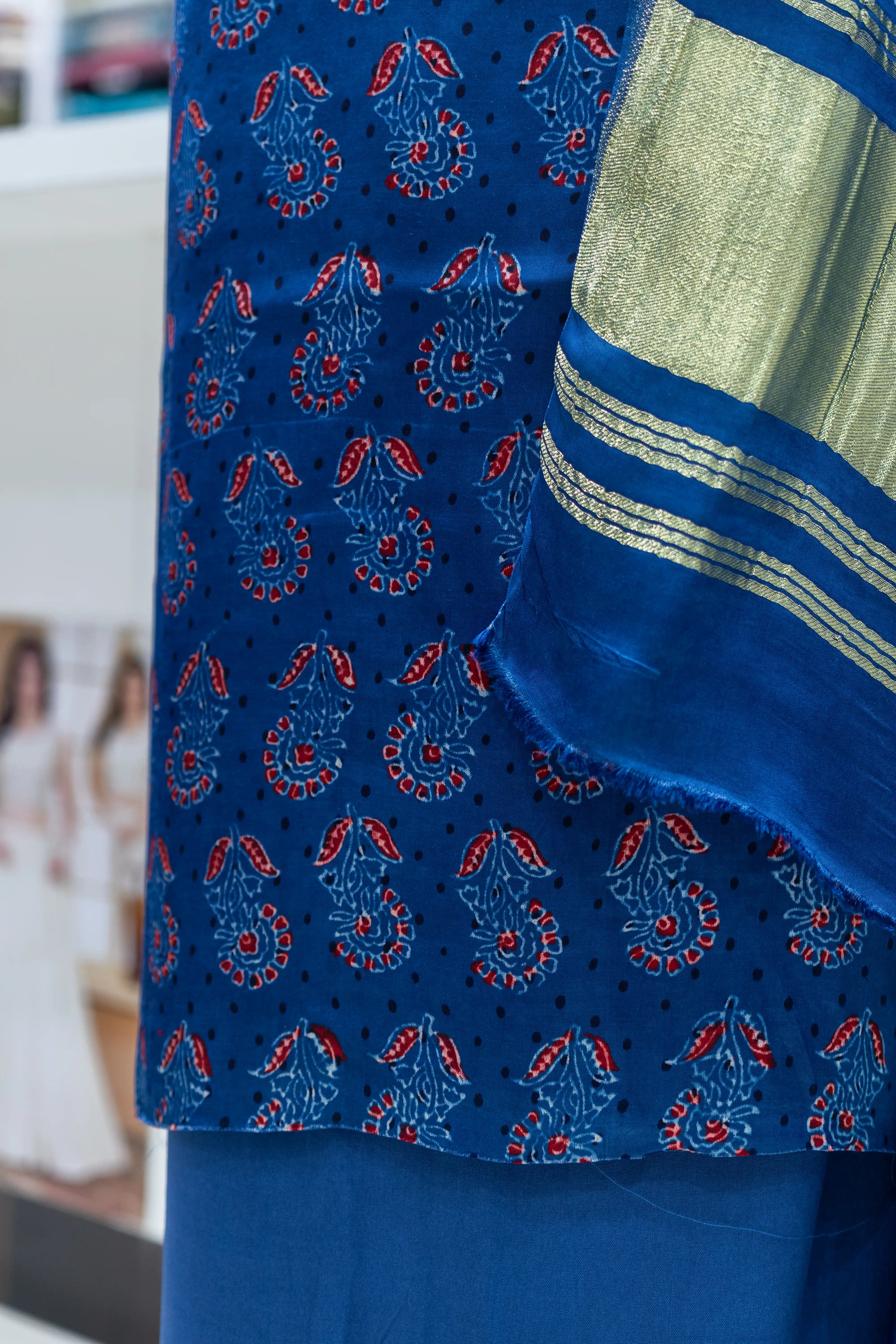 Elegant Blue Printed Suit Set