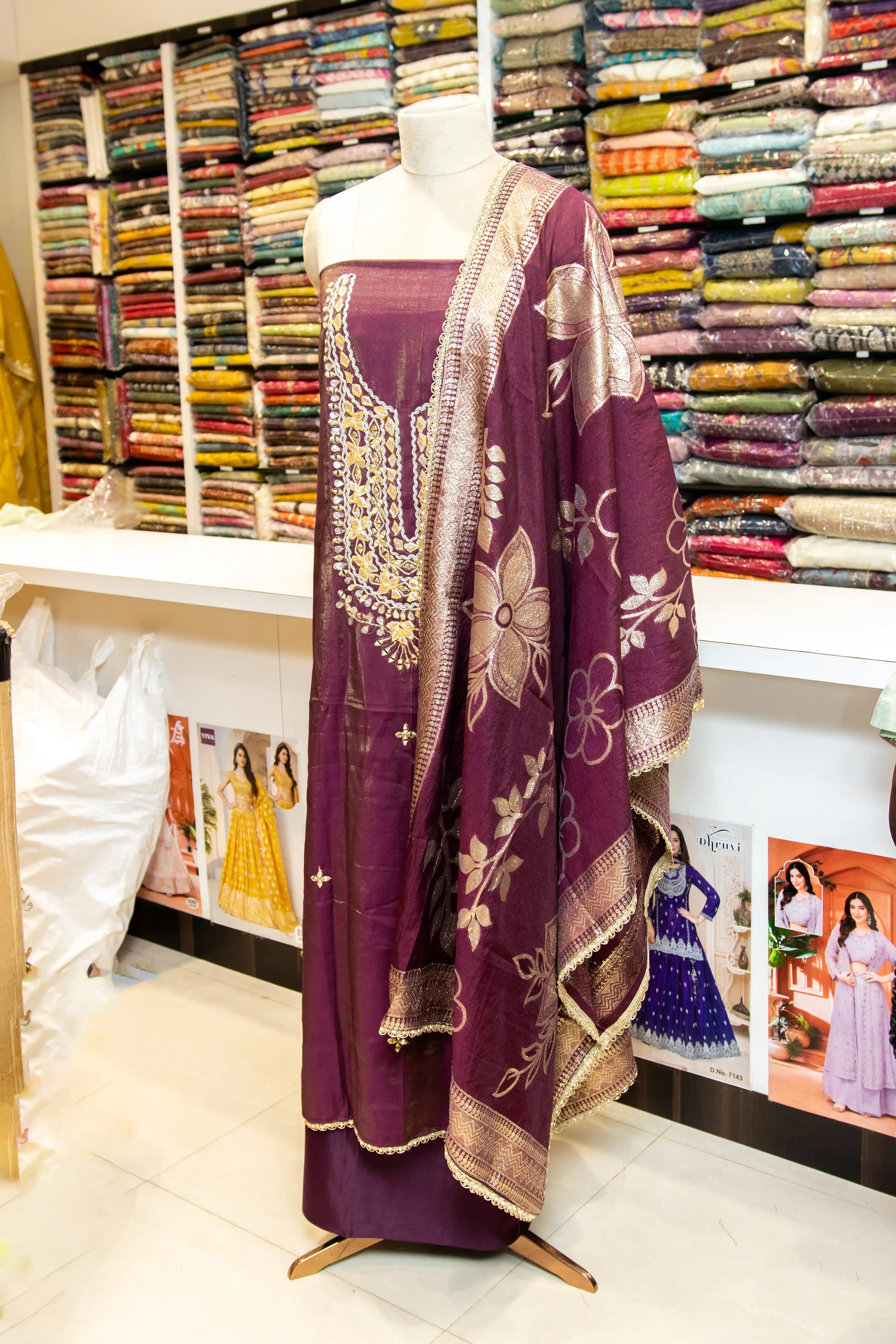 Embroidered Dress Material with Designer Dupatta