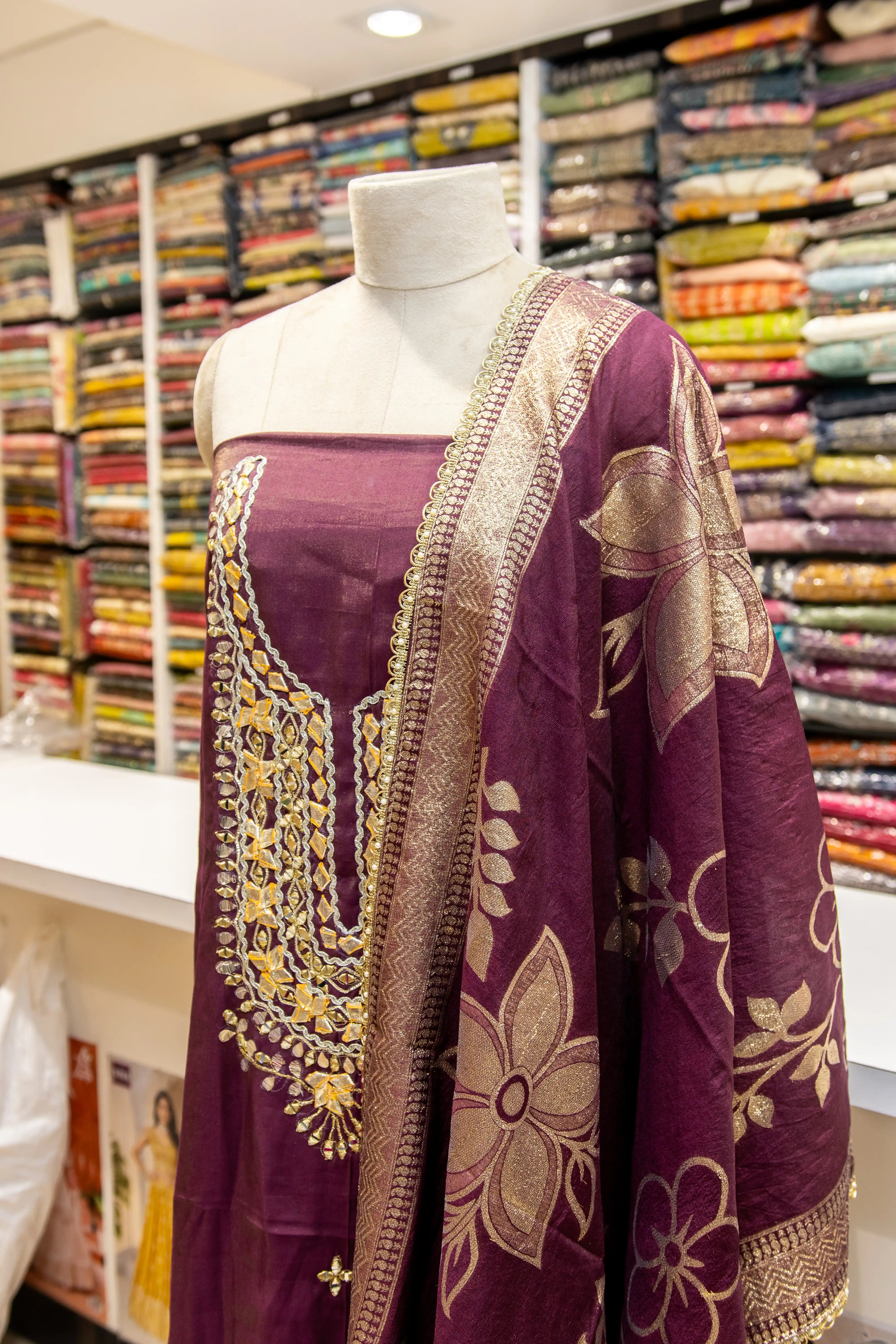 Embroidered Dress Material with Designer Dupatta