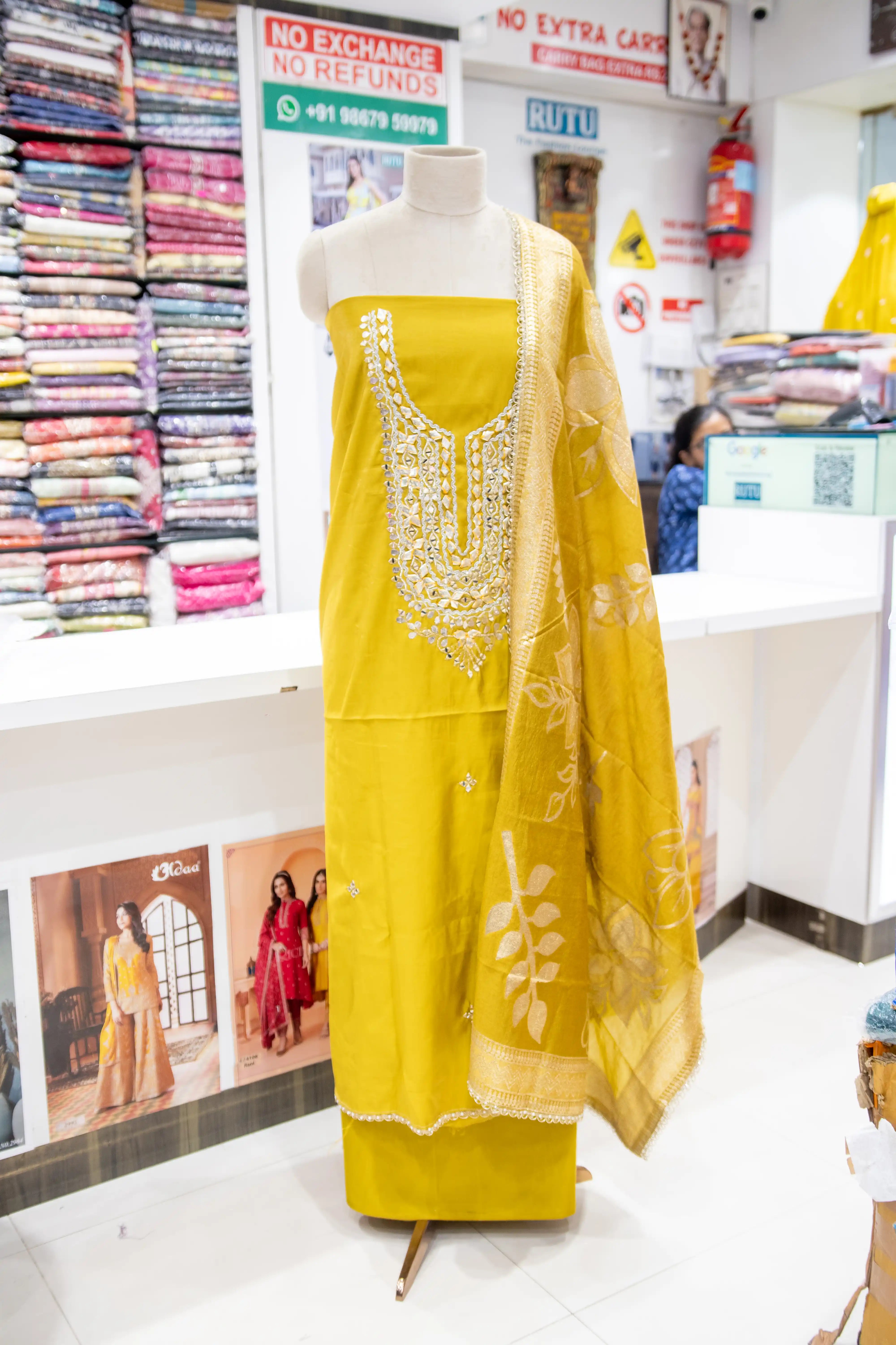 Embroidered Dress Material with Designer Dupatta