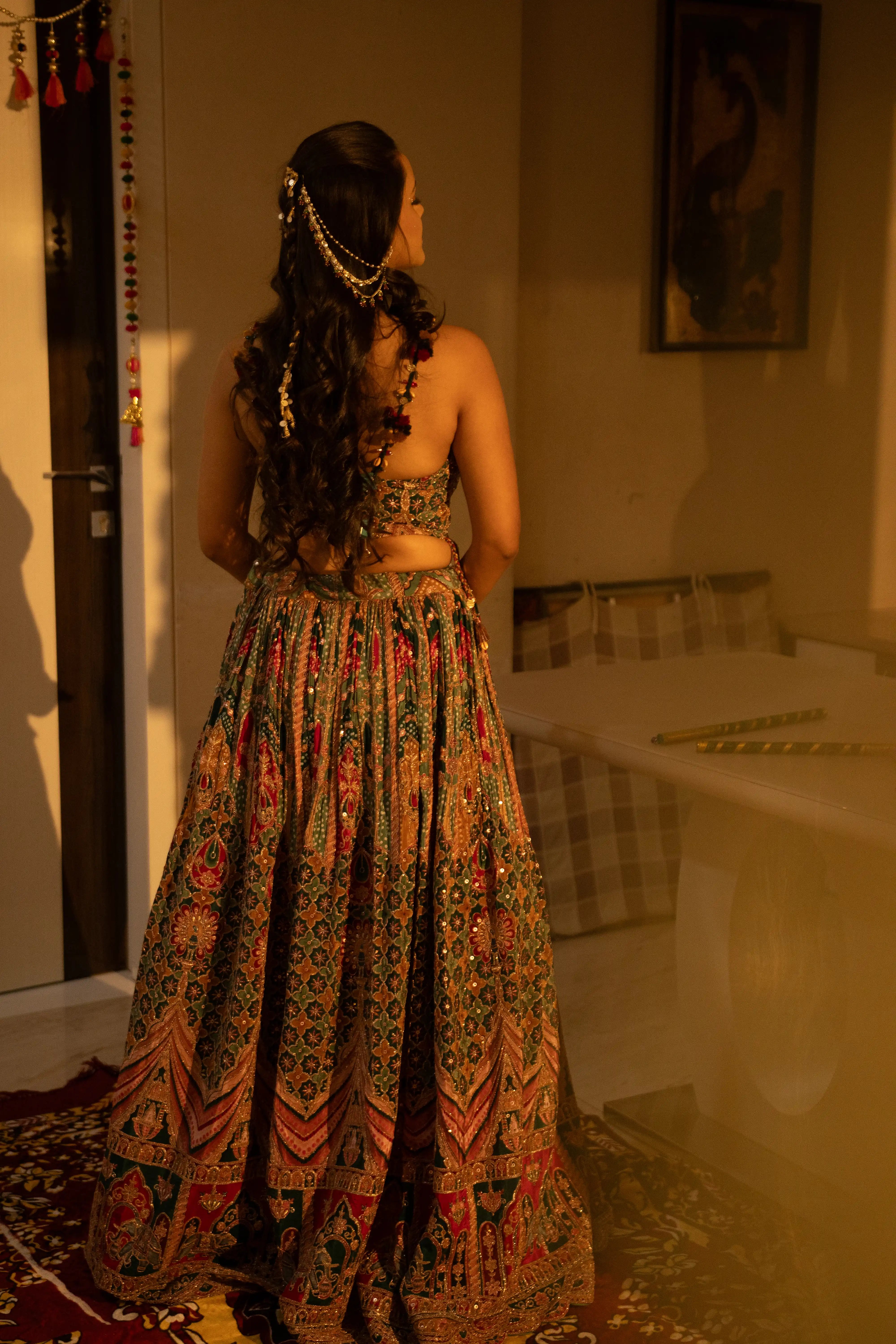 Pista Green Embroidered Lehenga