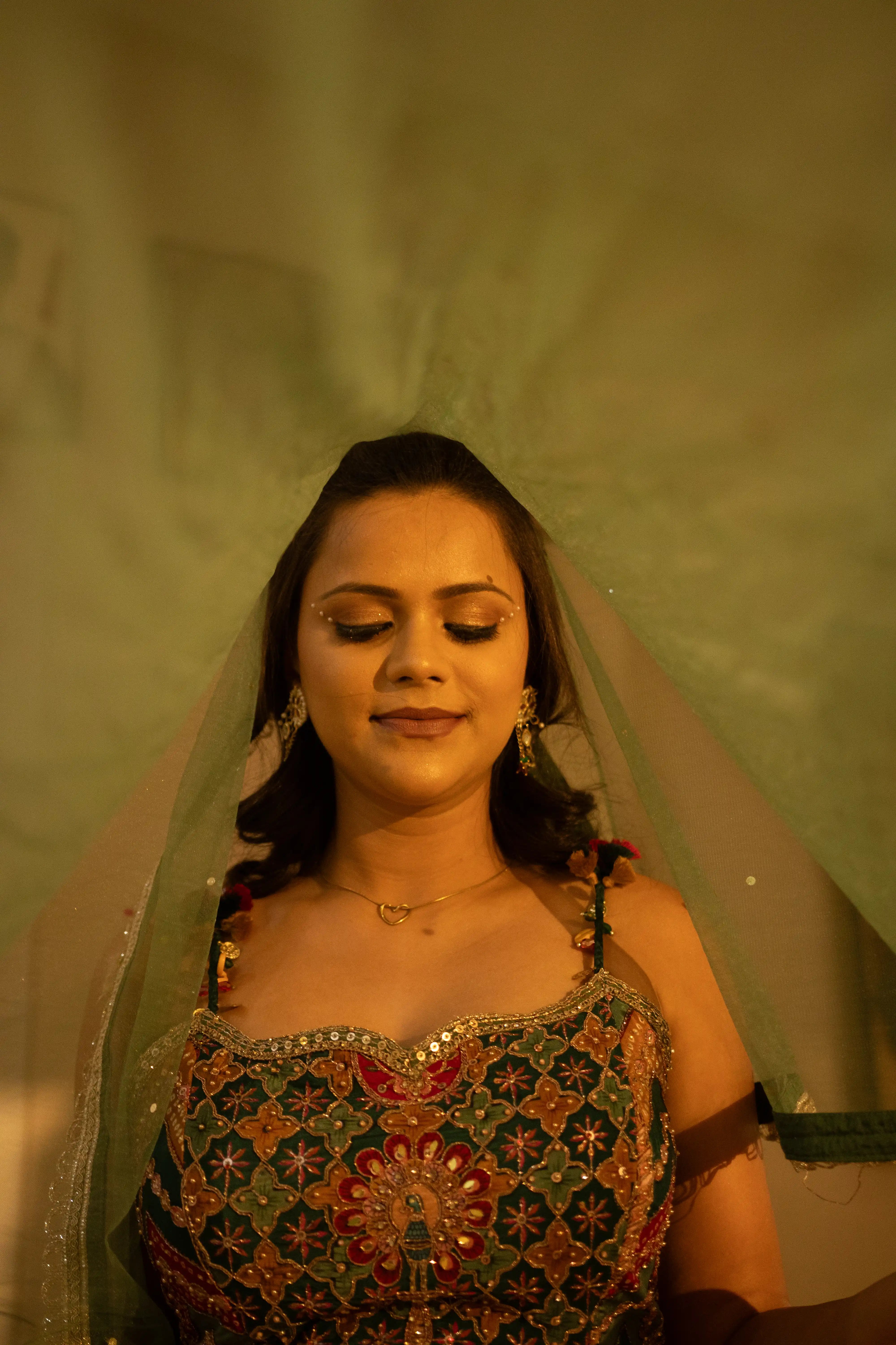Pista Green Embroidered Lehenga