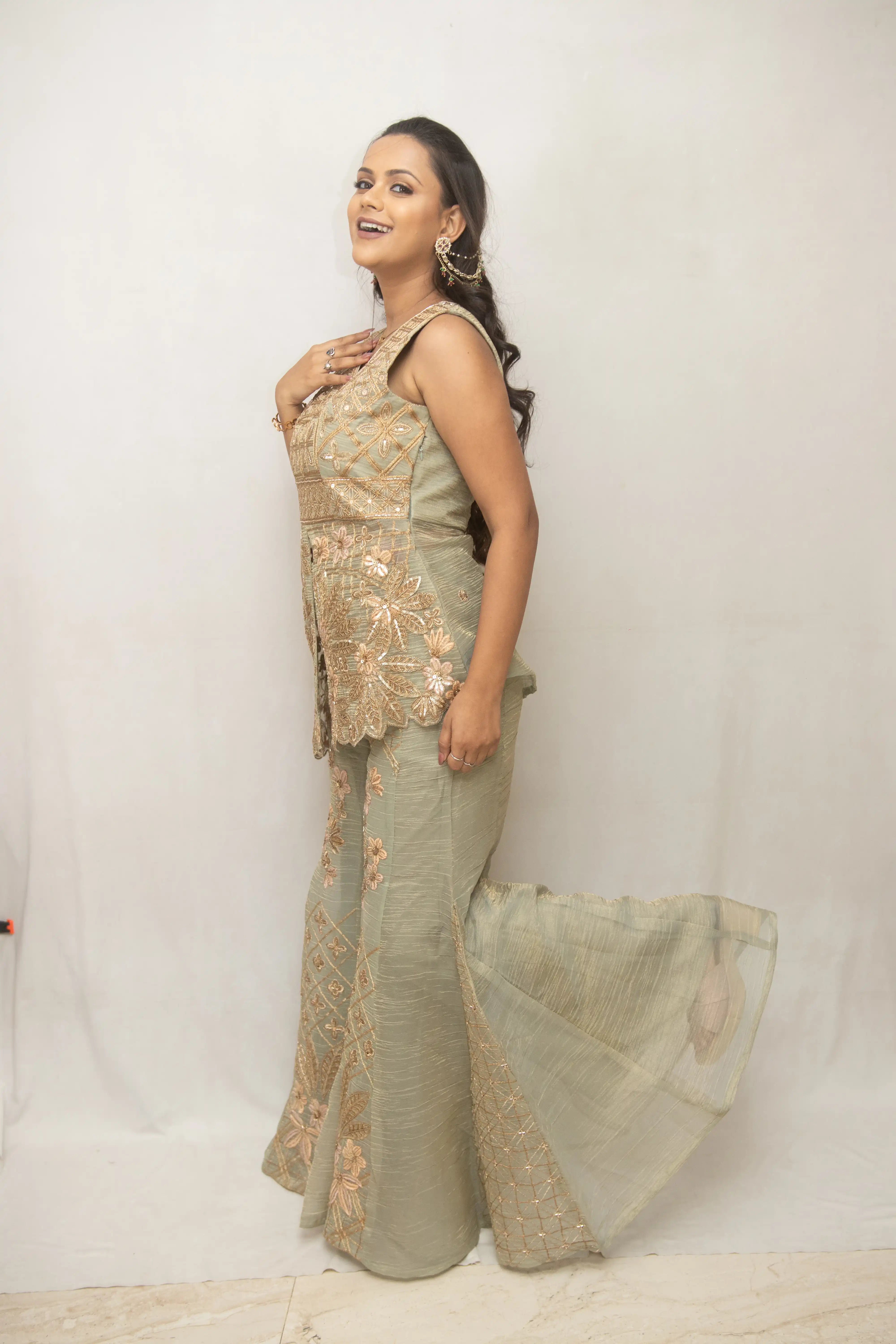 Pista Green Embroidered Co-ord Set