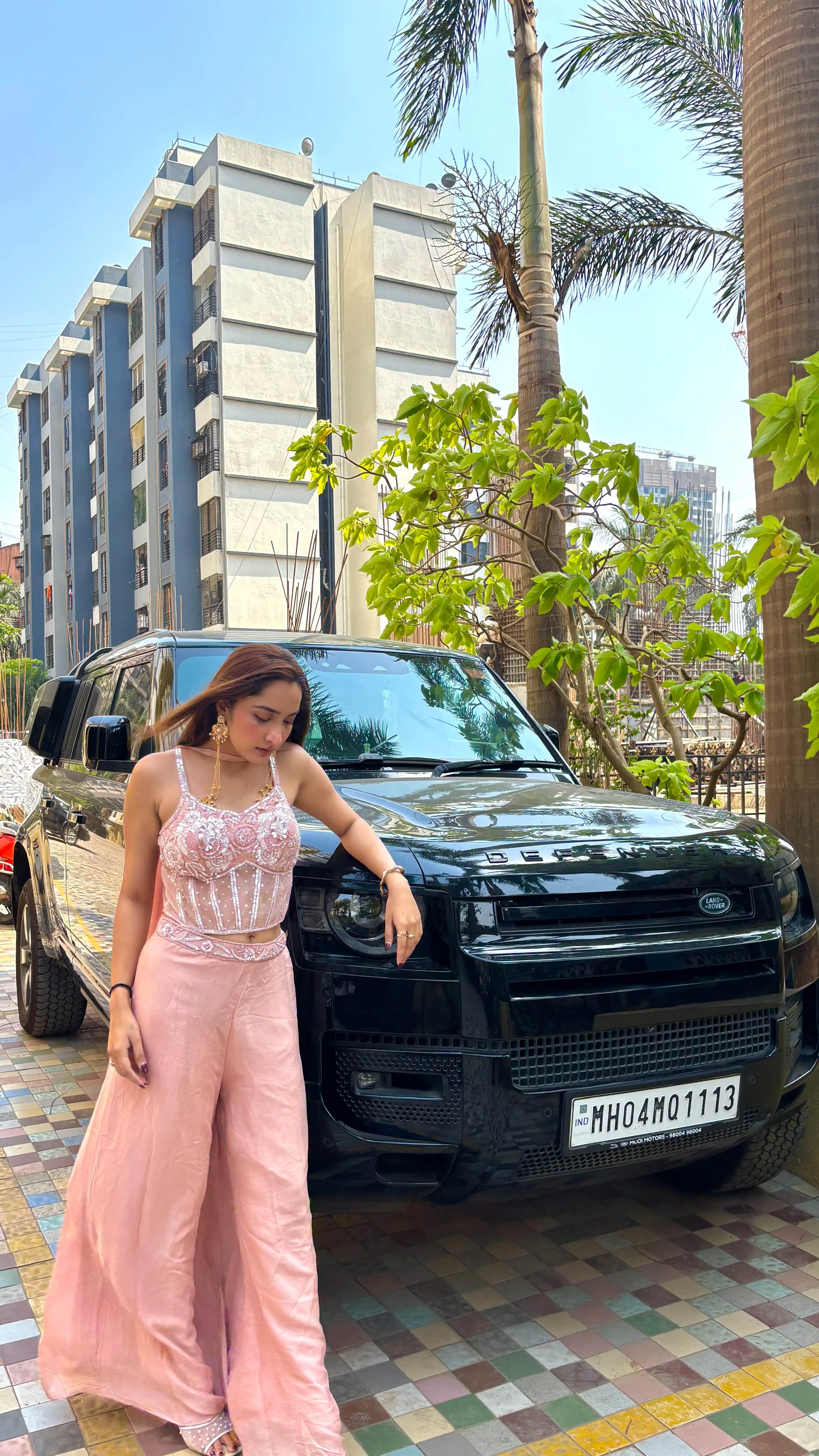 Baby Pink Embellished Palazzo Set