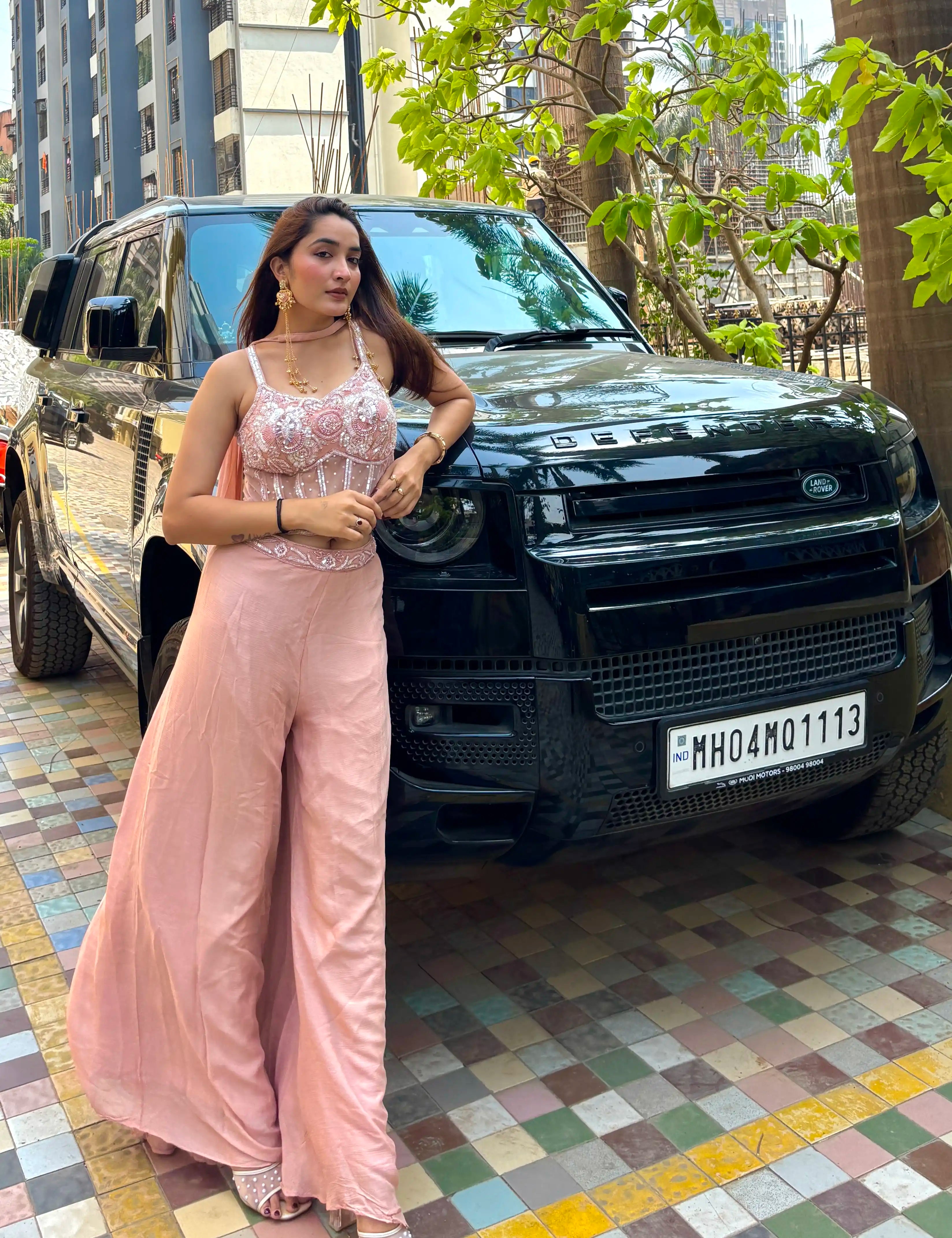 Baby Pink Embellished Palazzo Set