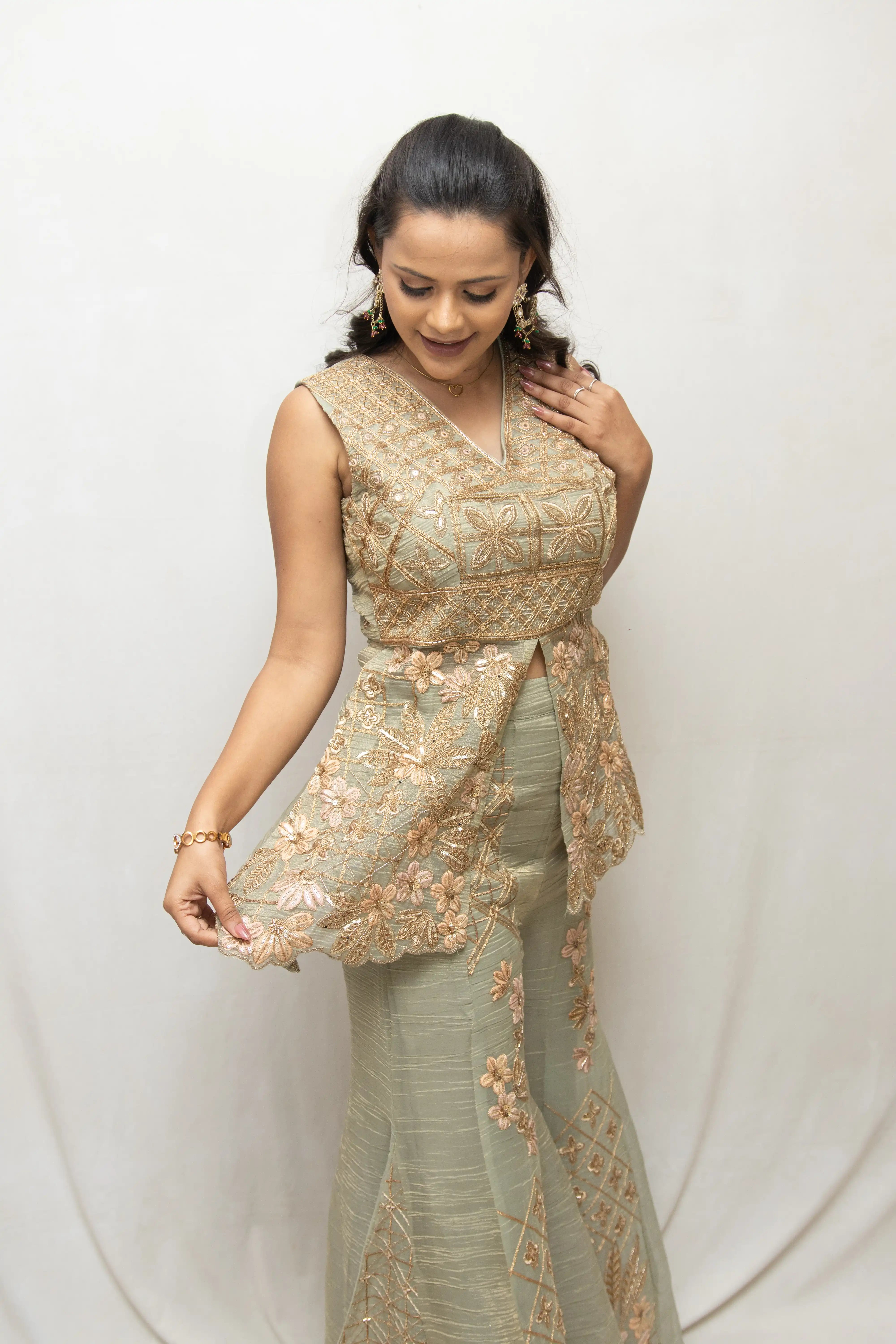 Pista Green Embroidered Co-ord Set