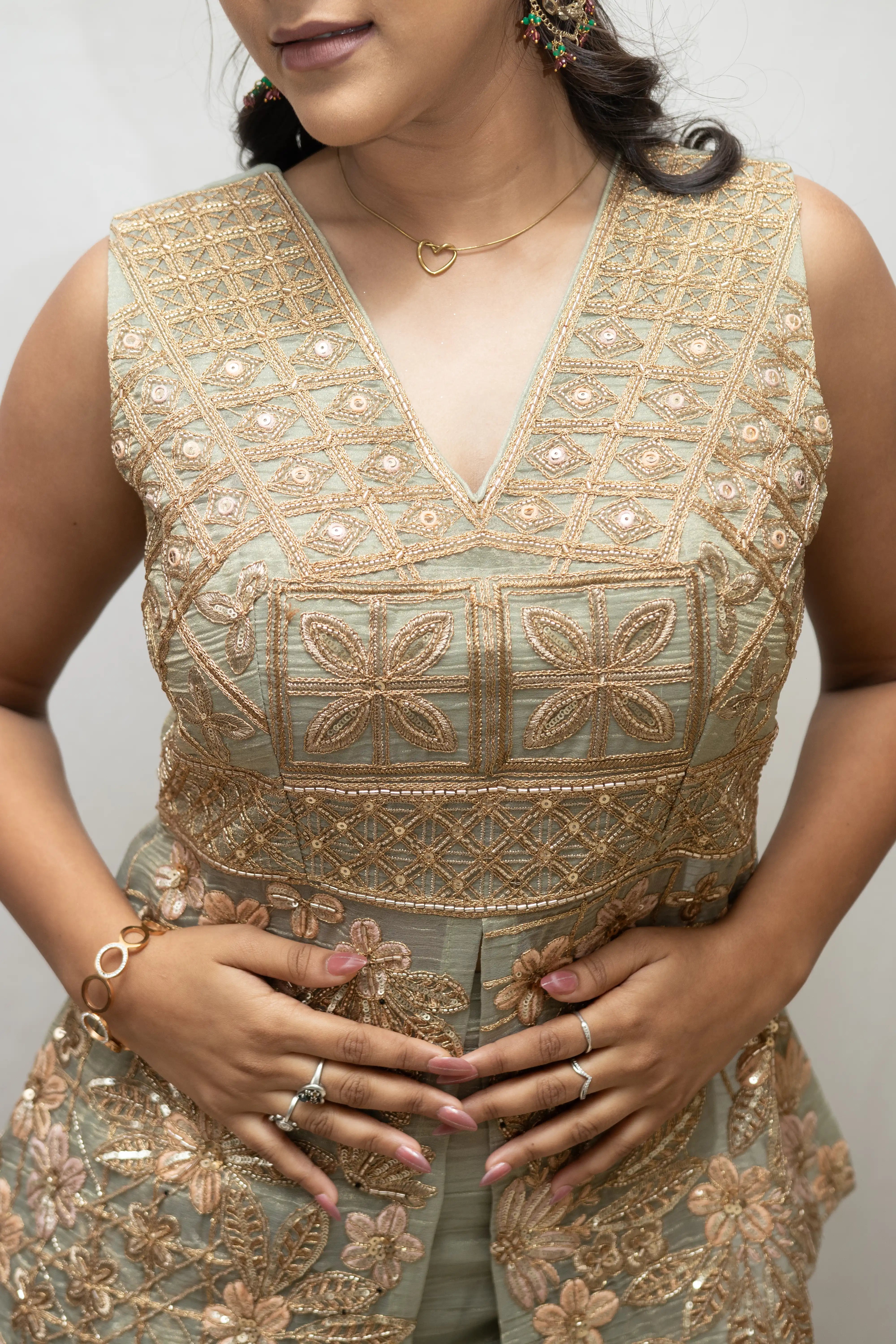 Pista Green Embroidered Co-ord Set