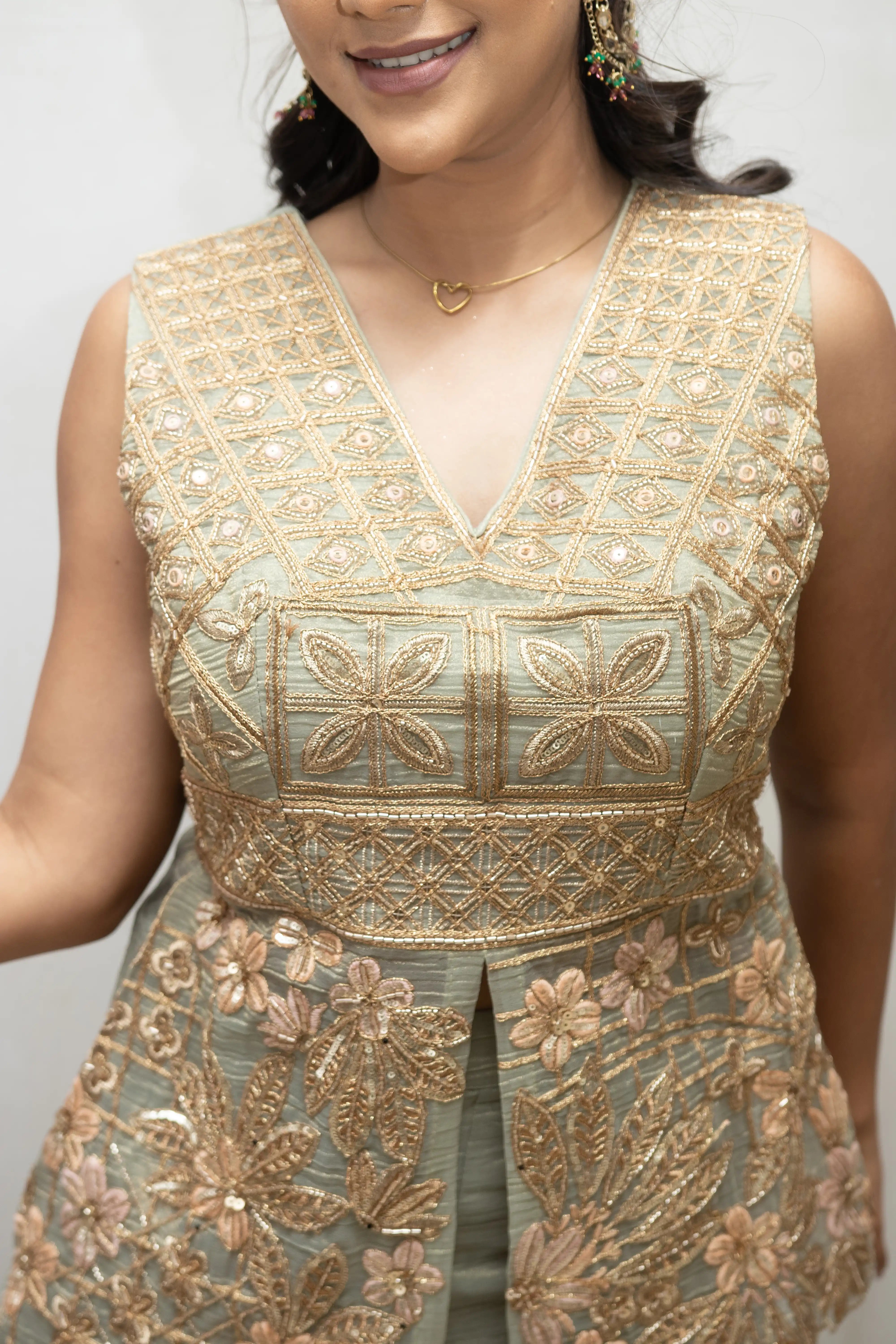Pista Green Embroidered Co-ord Set