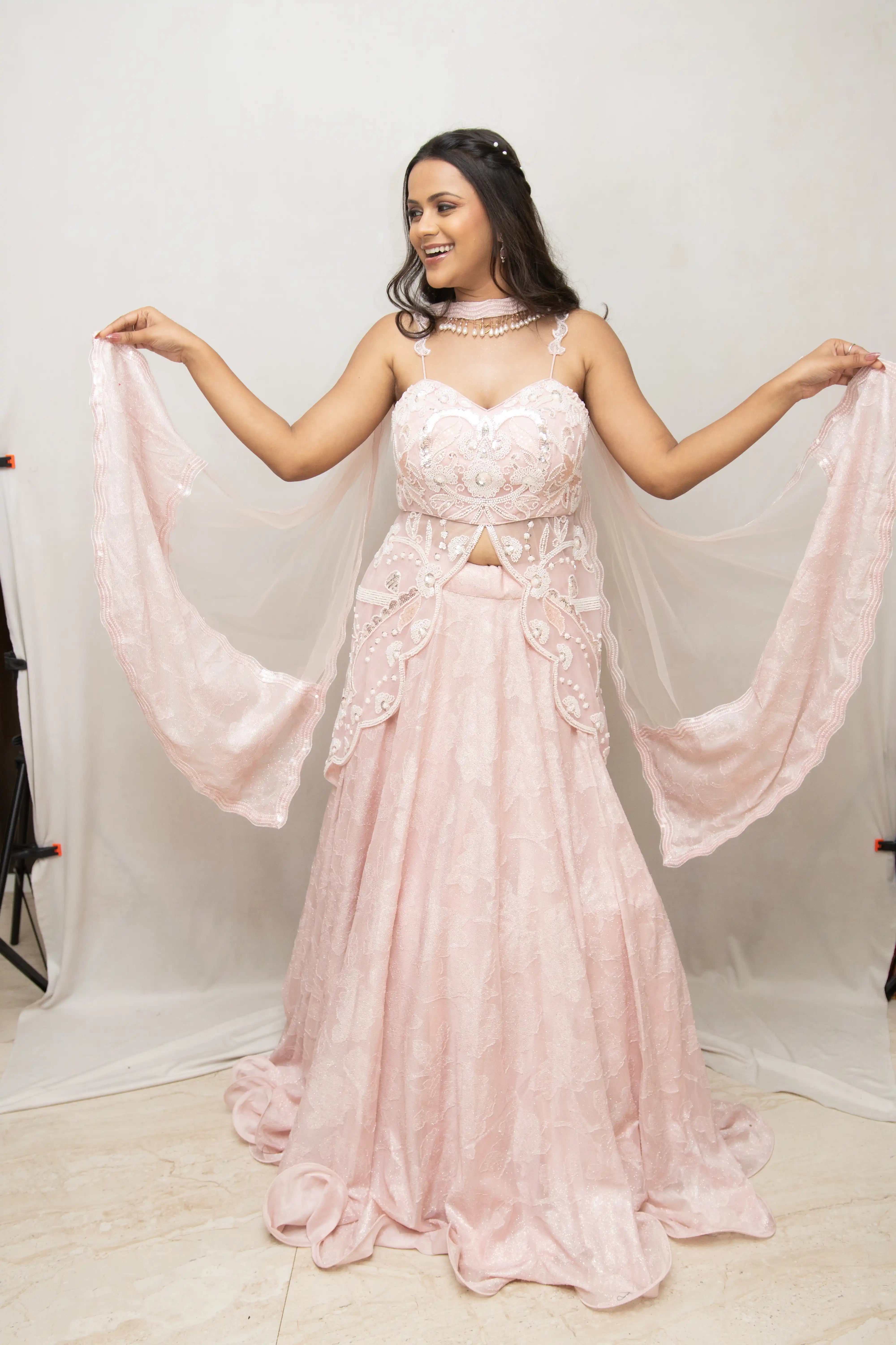 Pink Embroidered Lehenga