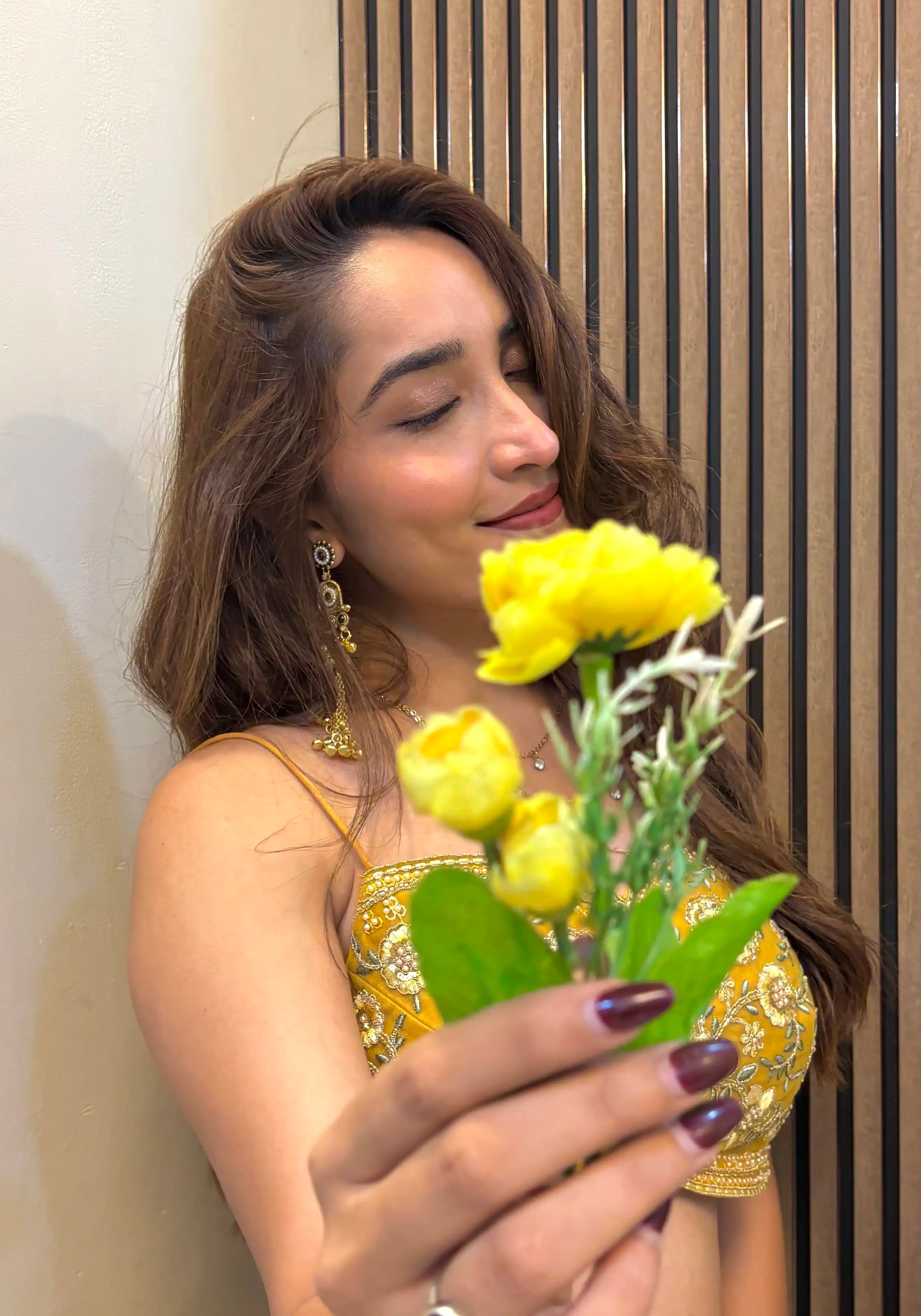 Yellow Embroidered Jacket Palazzo Set