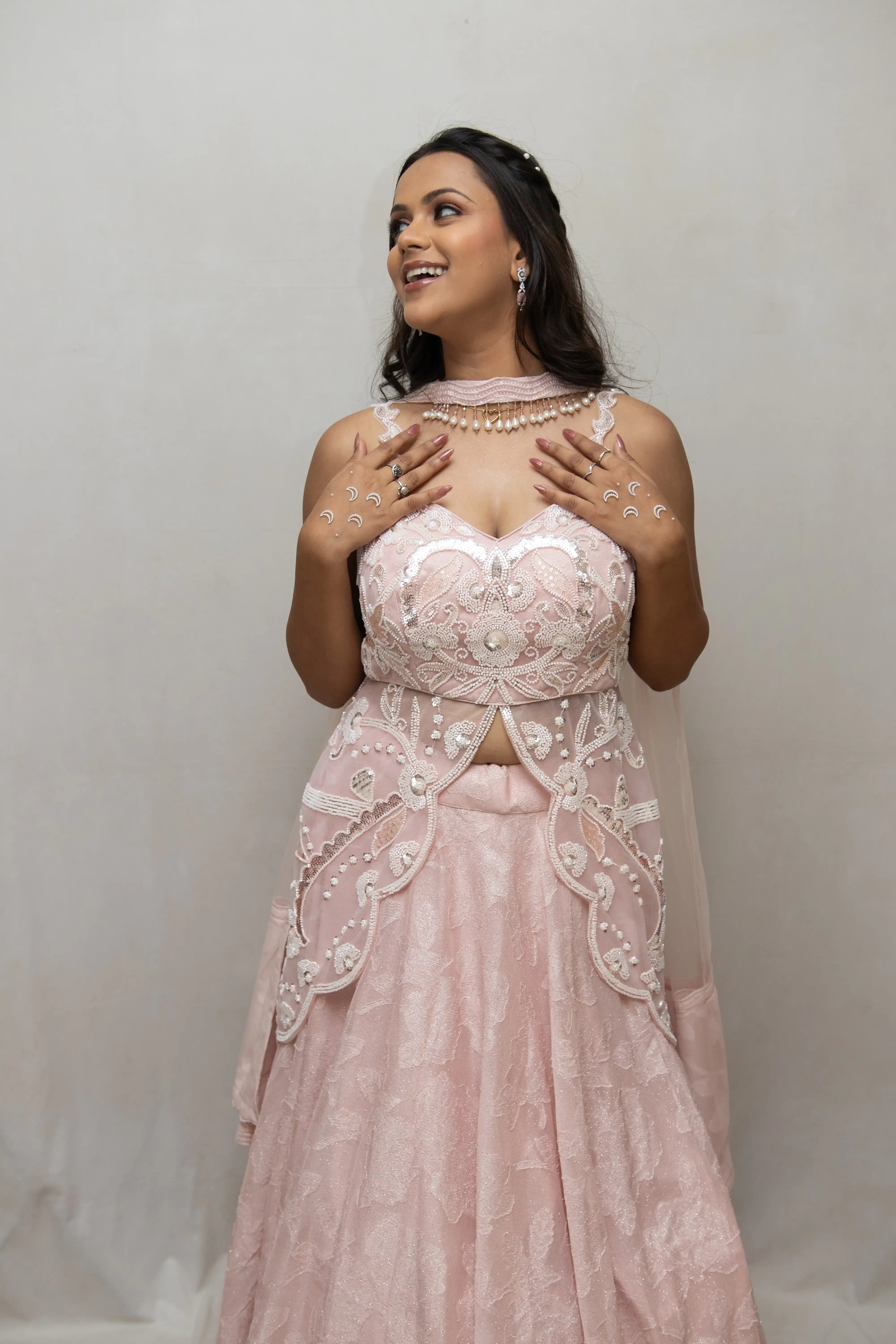 Pink Embroidered Lehenga