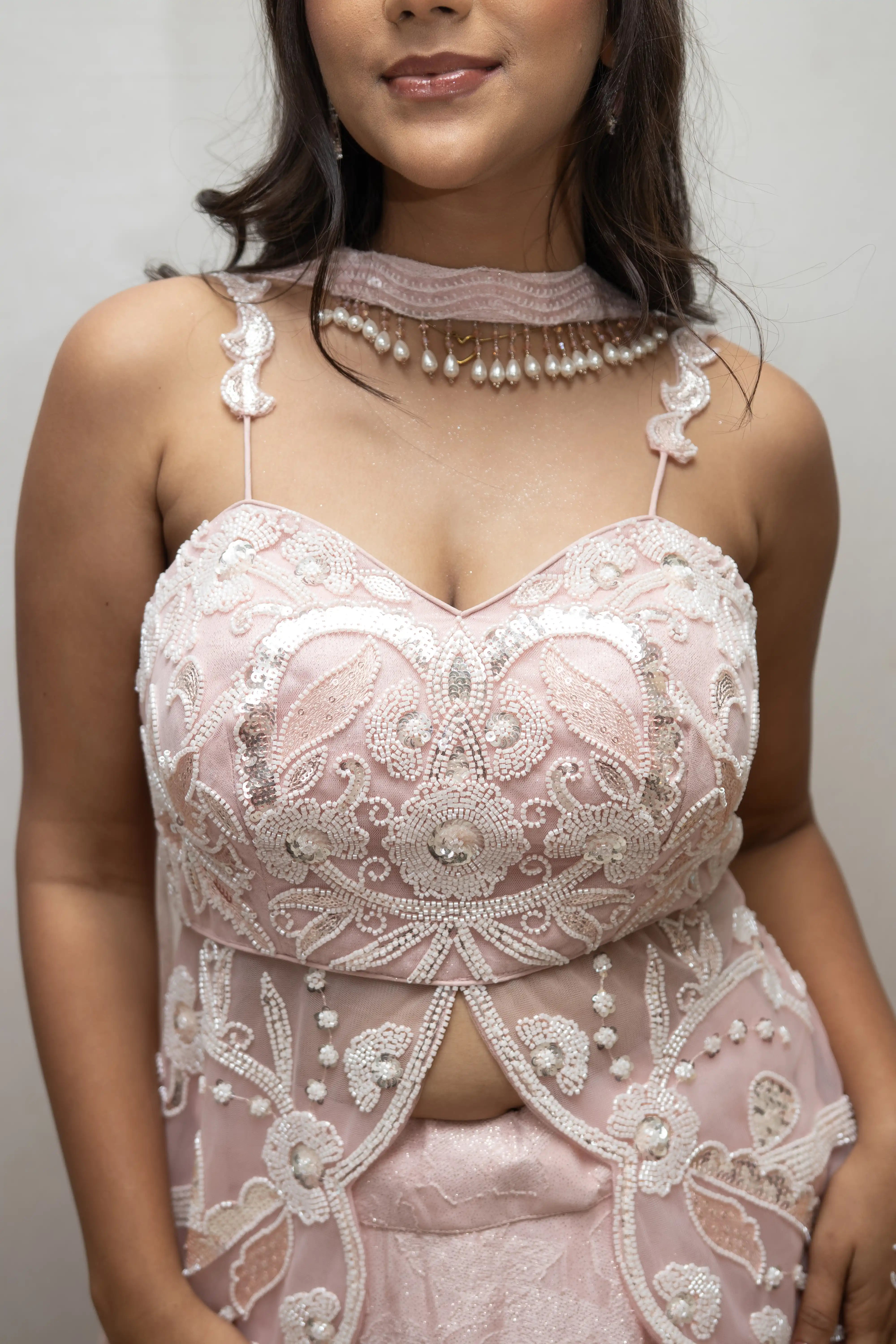 Pink Embroidered Lehenga
