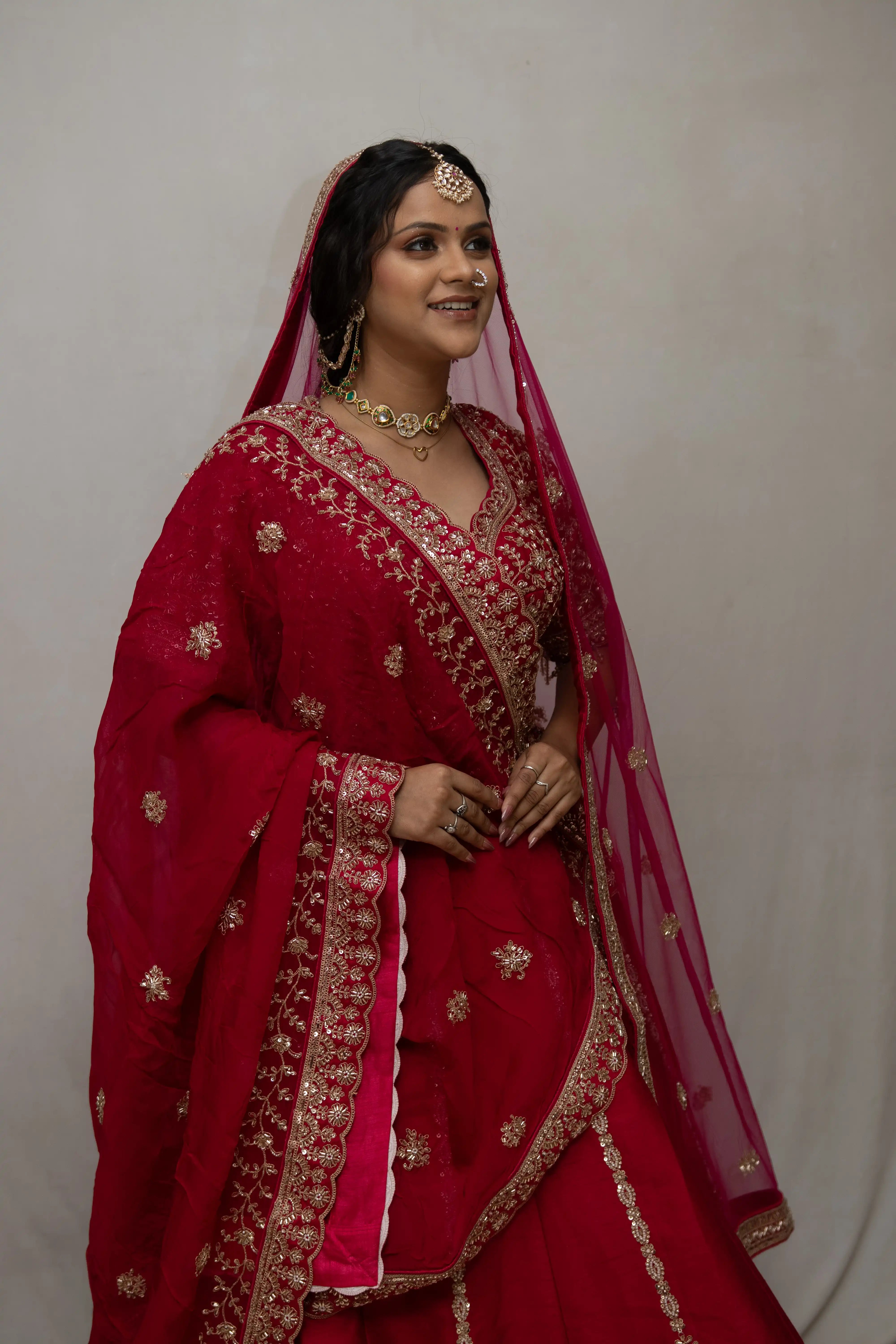 Royal Rani Bridal Look with Traditional Gold Embroidery