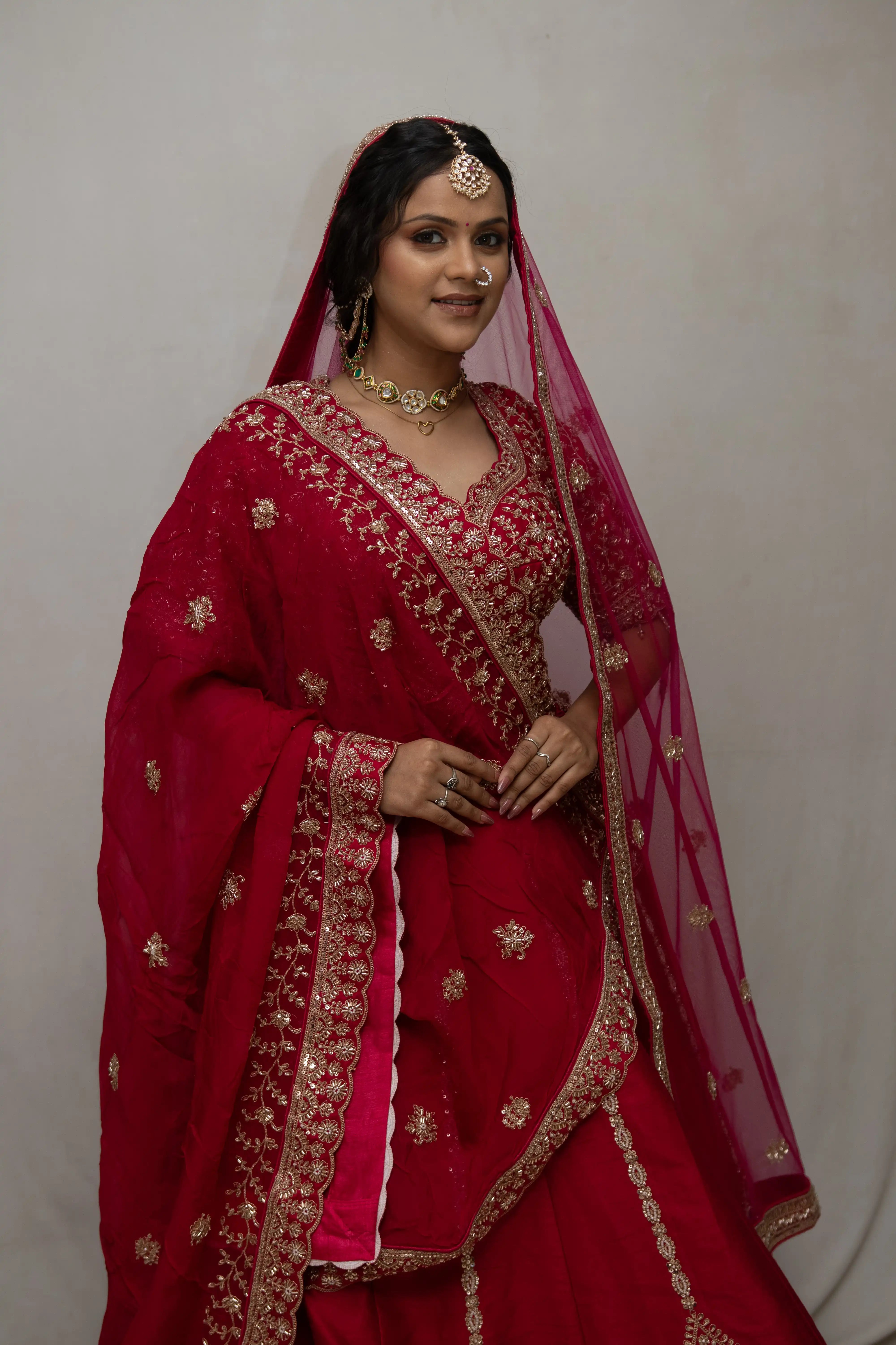 Royal Rani Bridal Look with Traditional Gold Embroidery