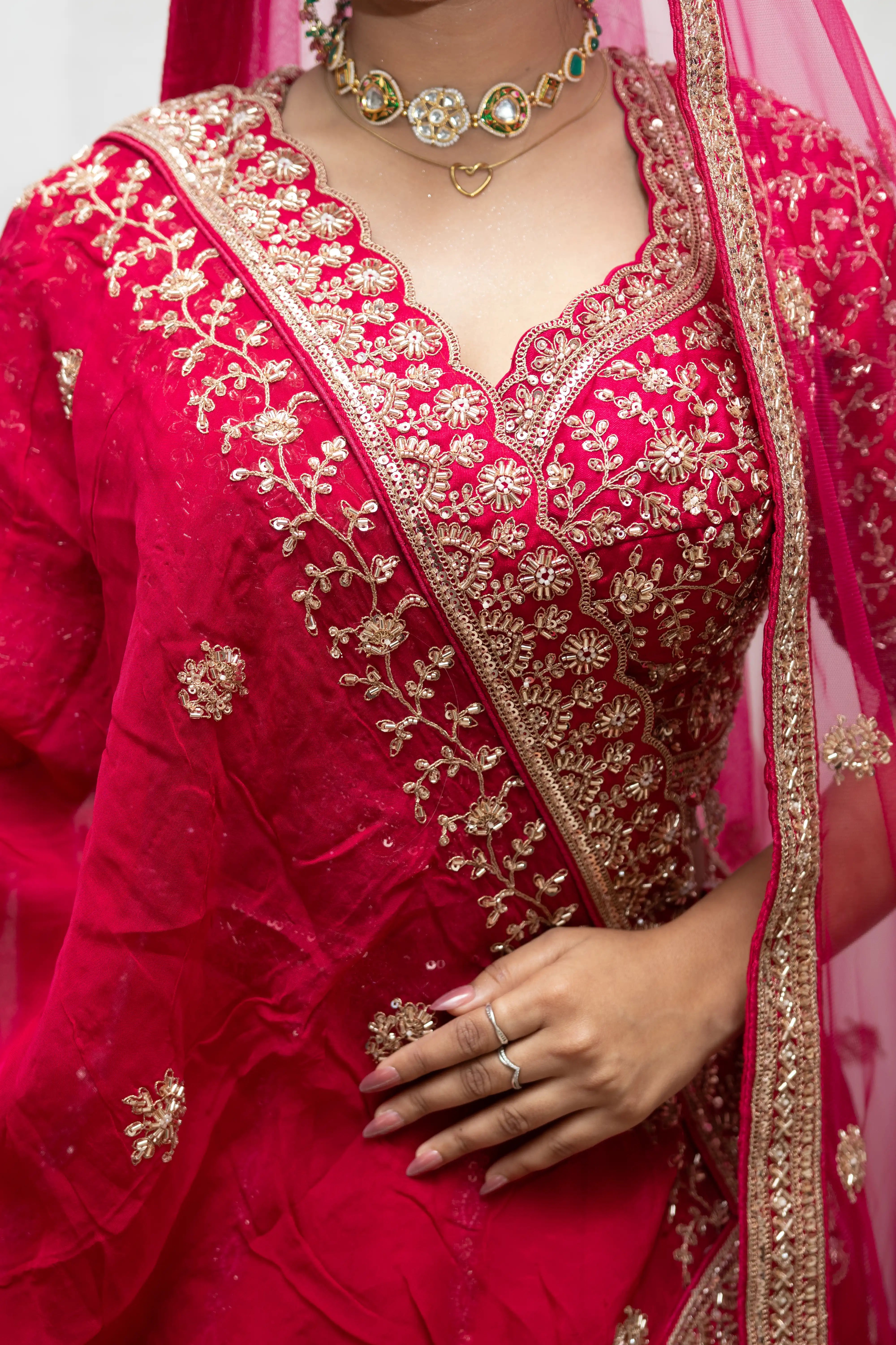 Royal Rani Bridal Look with Traditional Gold Embroidery