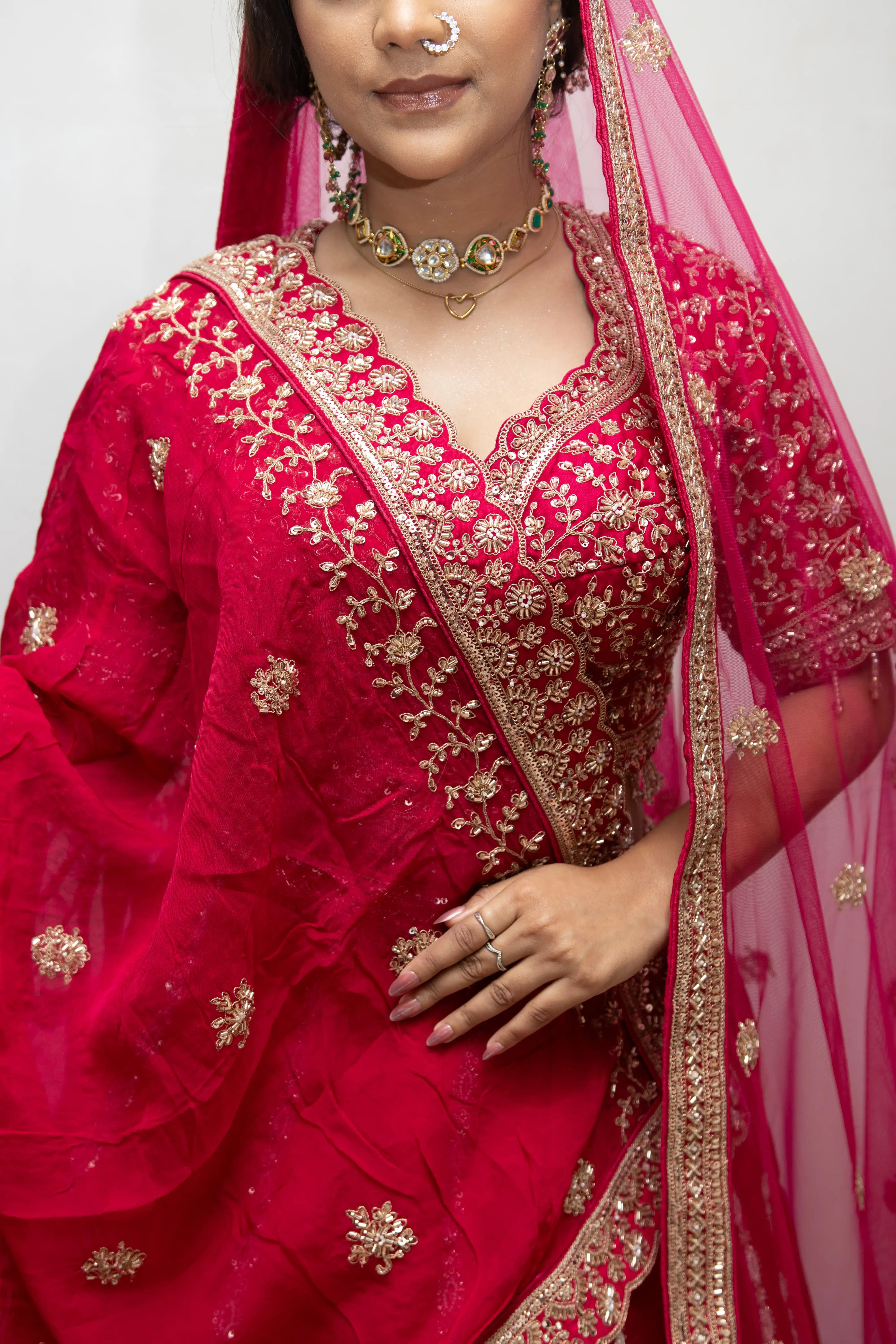 Royal Rani Bridal Look with Traditional Gold Embroidery