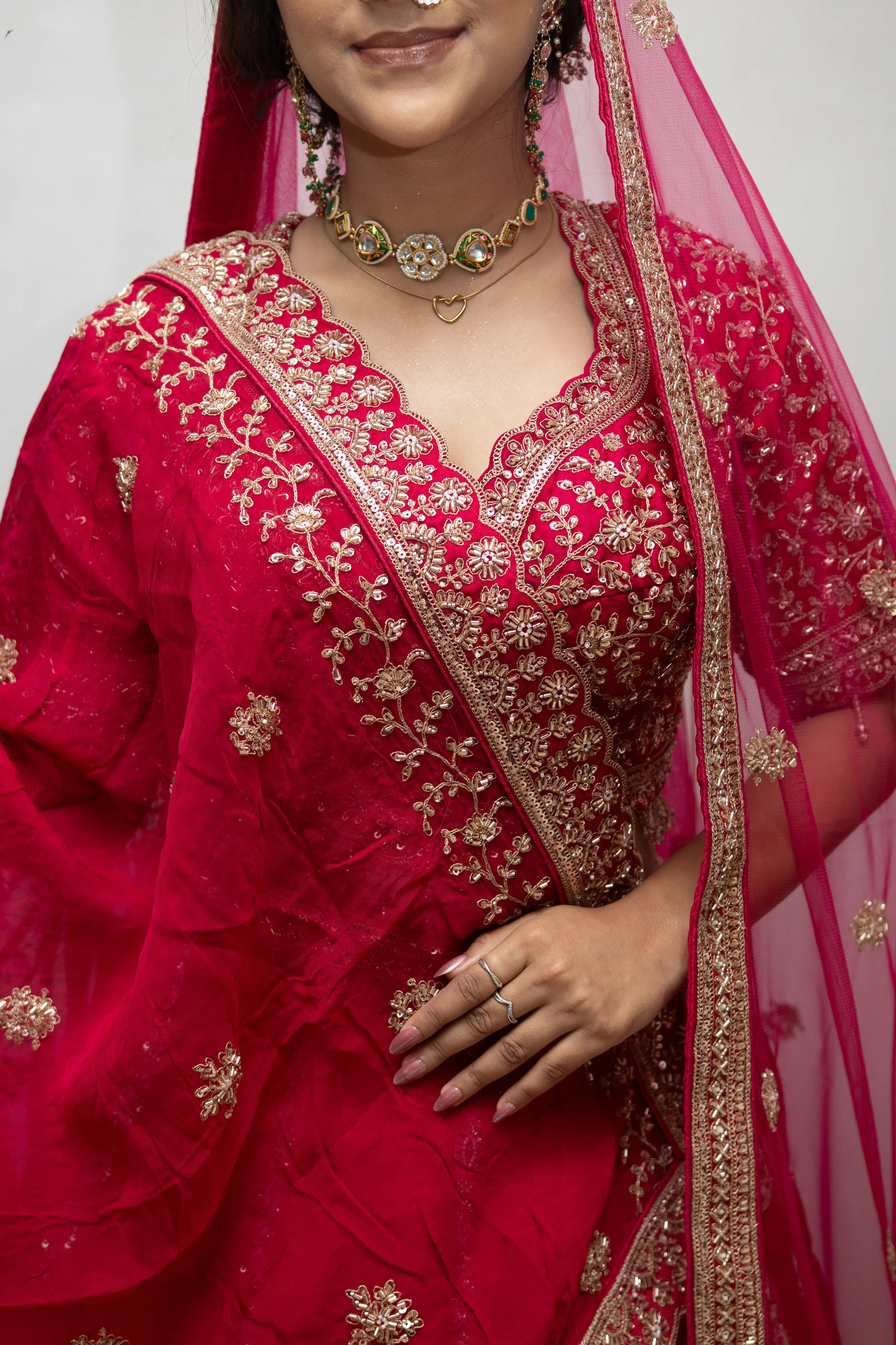 Royal Rani Bridal Look with Traditional Gold Embroidery