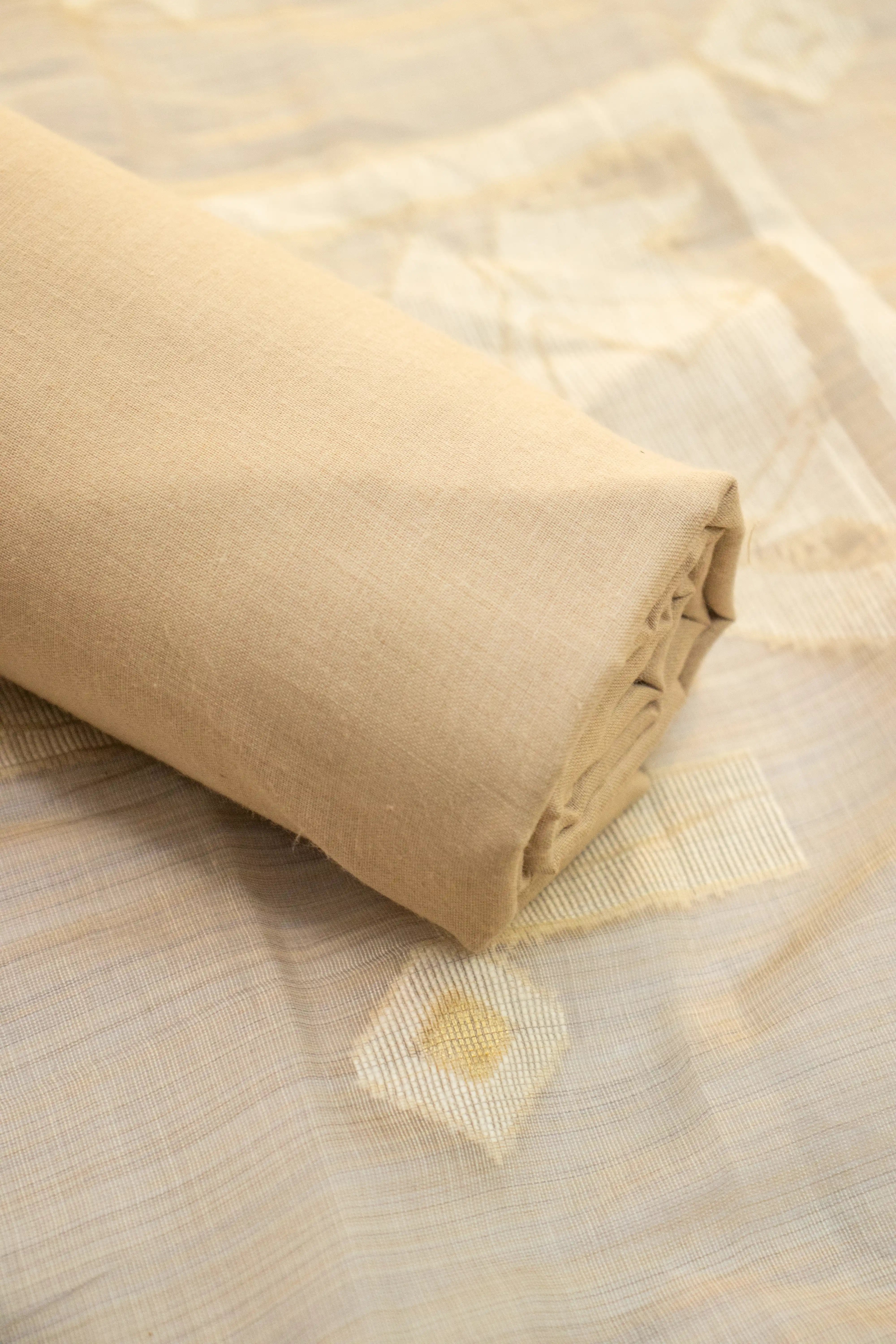 Elegant Beige Cotton Dress Material with Colorful Embroidery & Dupatta