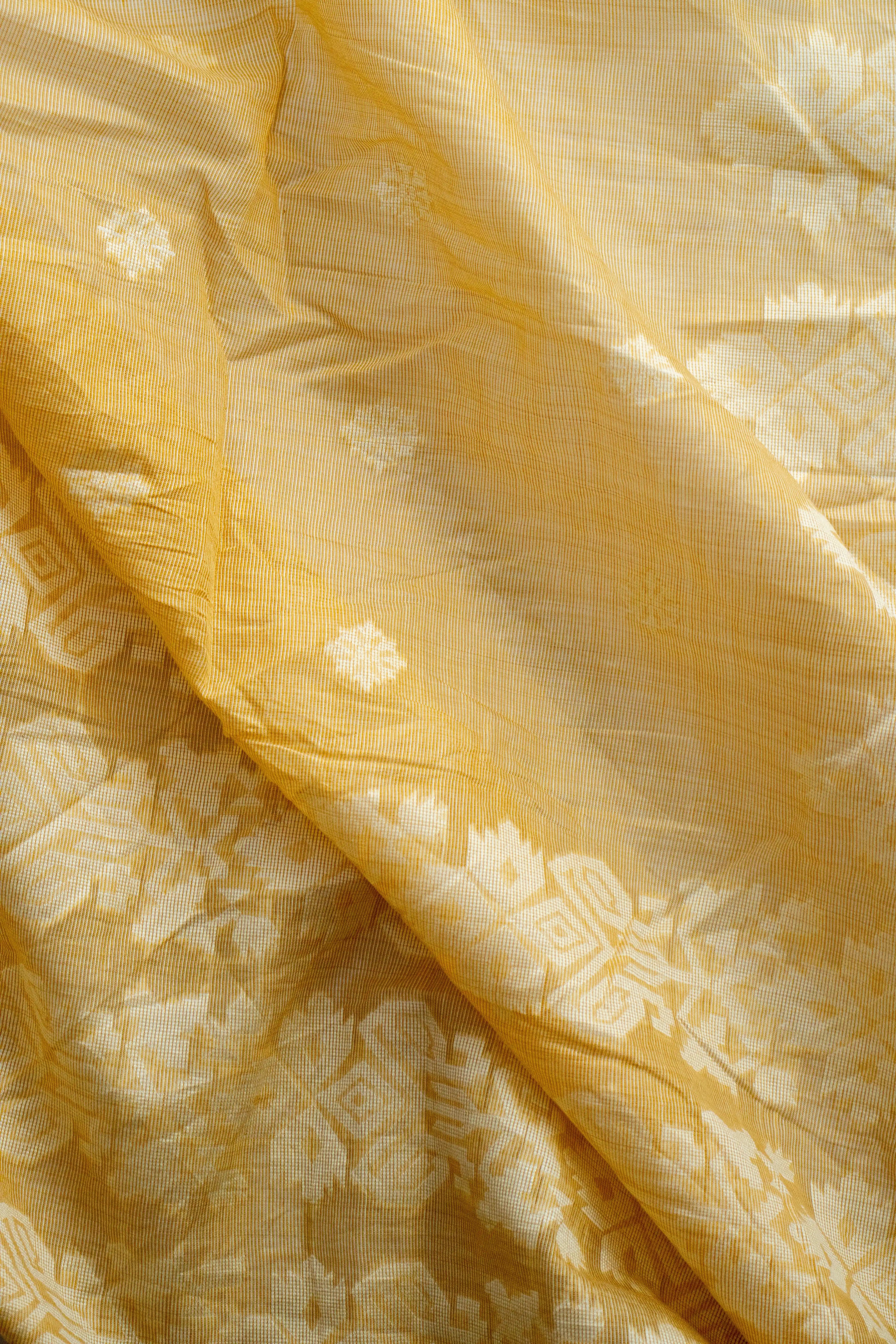 Sunny Yellow Cotton Dress Material with White Thread Embroidery & Dupatta