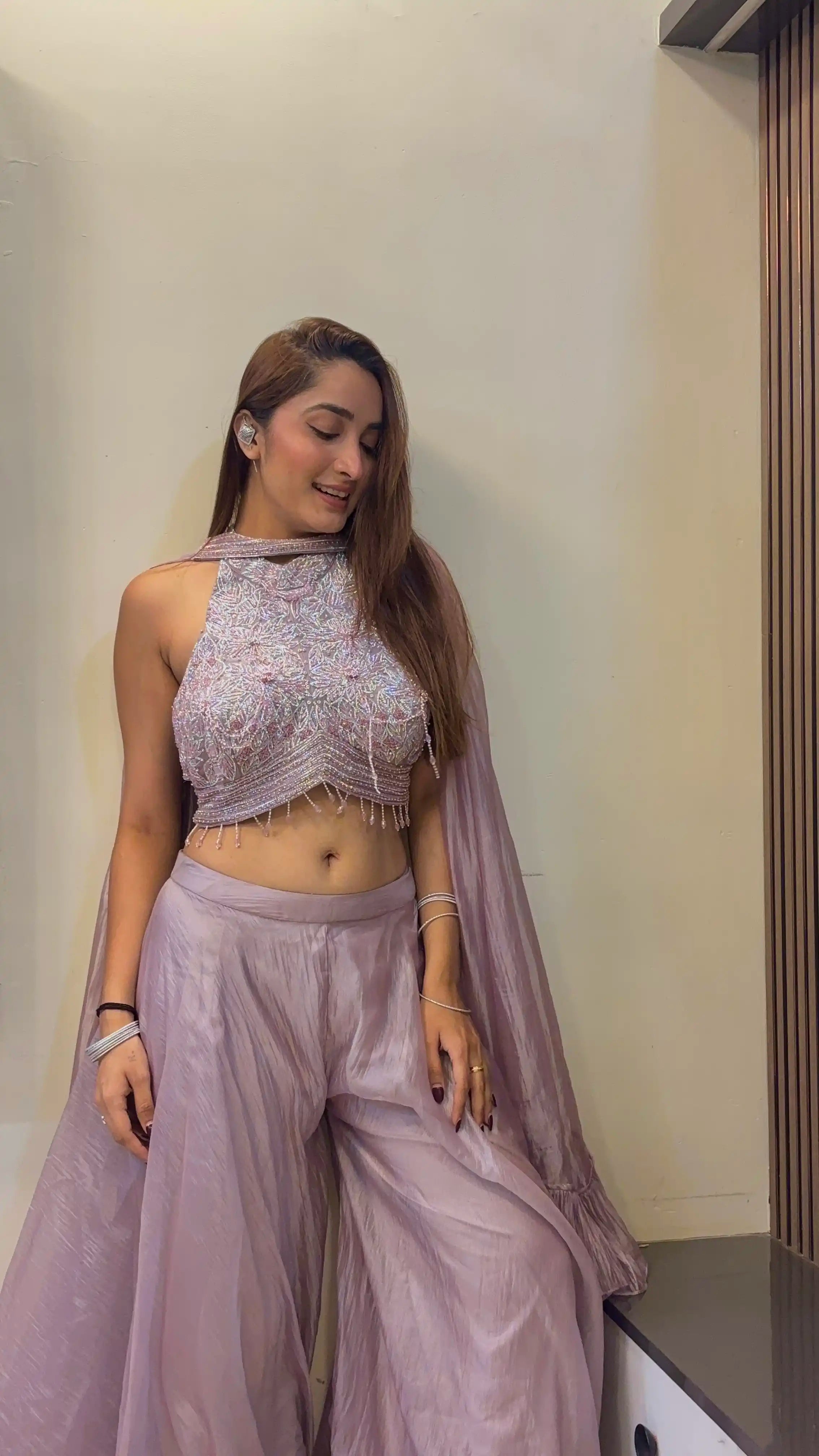 Lavender Embroidered Palazzo Set