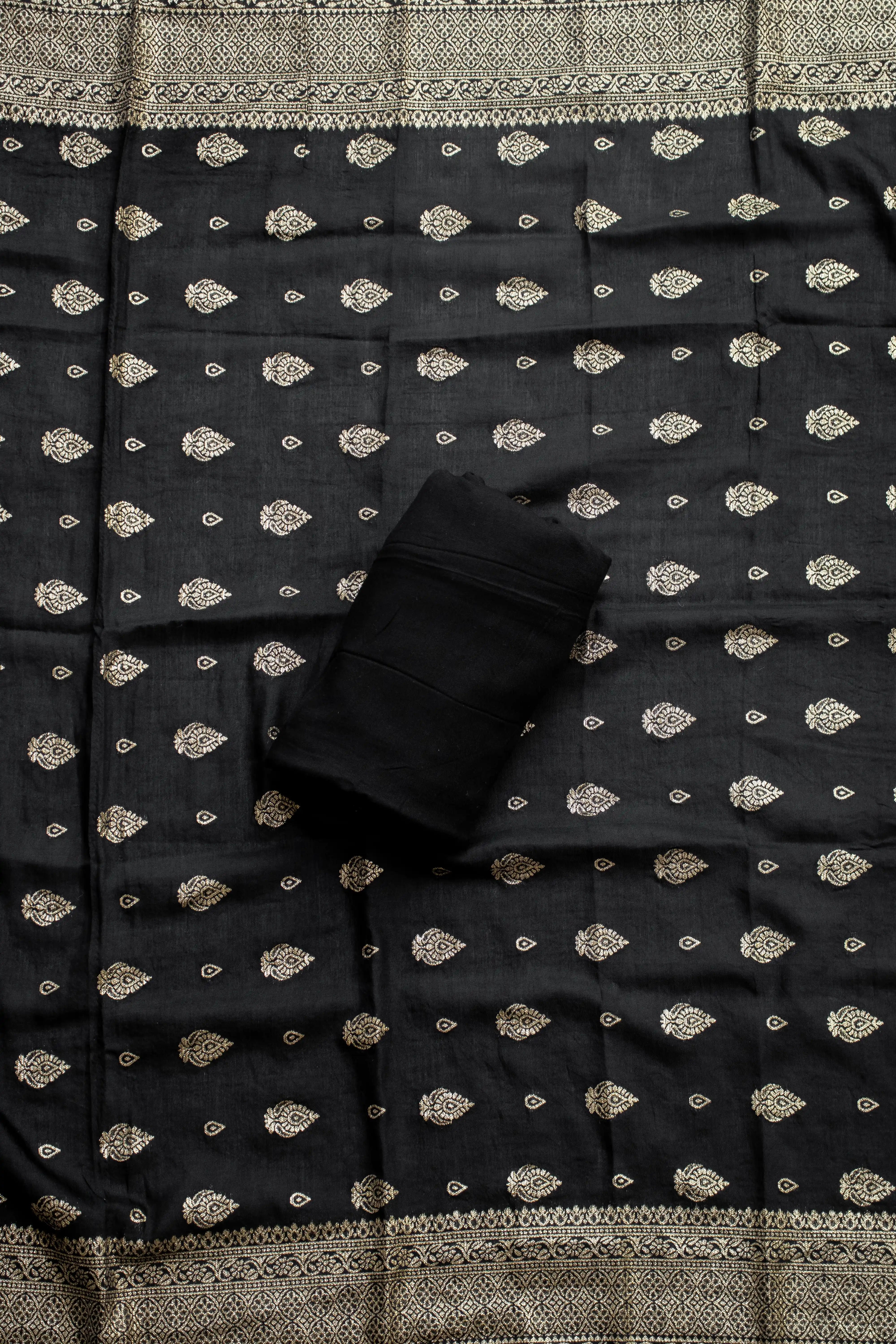 Intricate Floral Hand Embroidery on Black