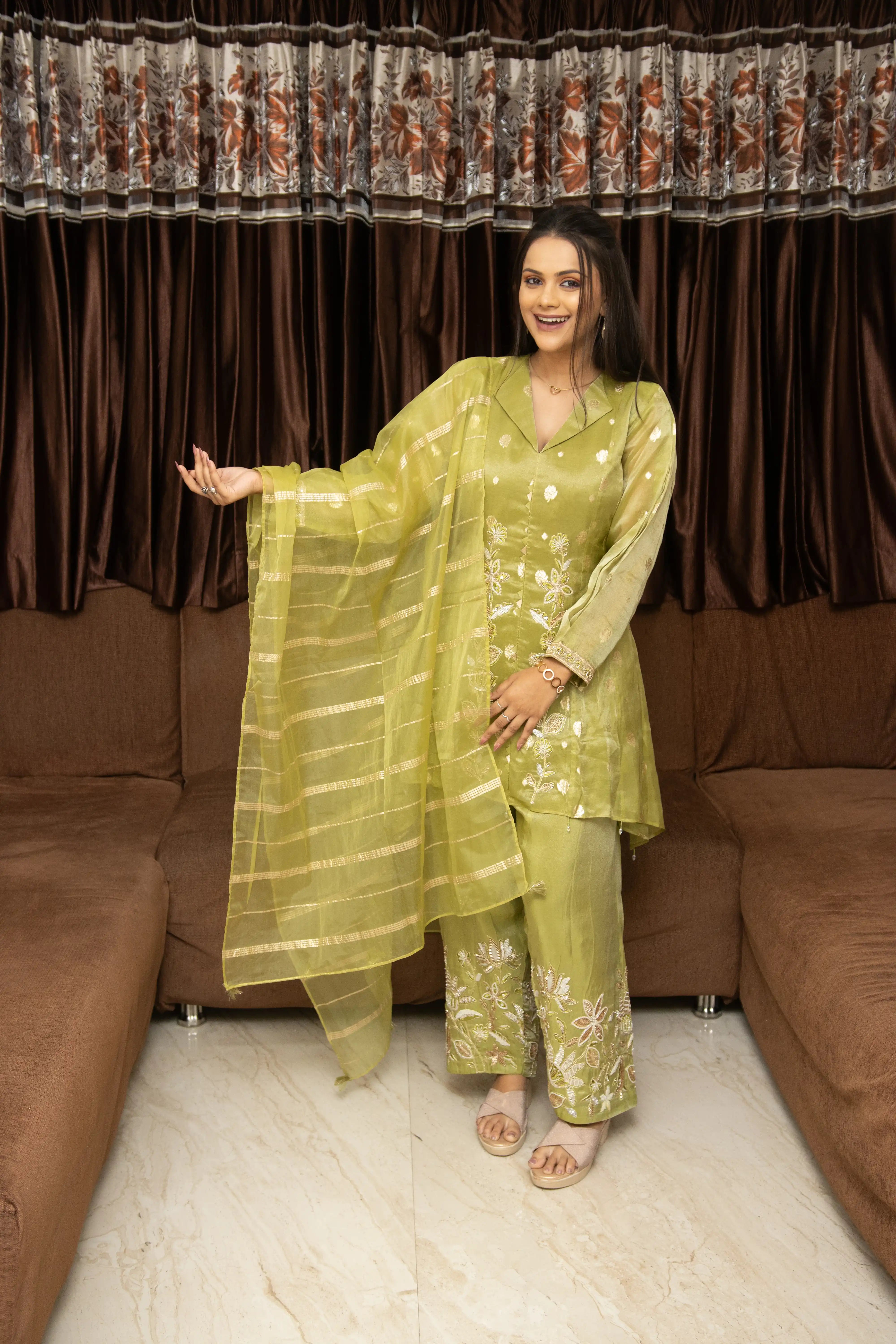 Green Embroidered Set