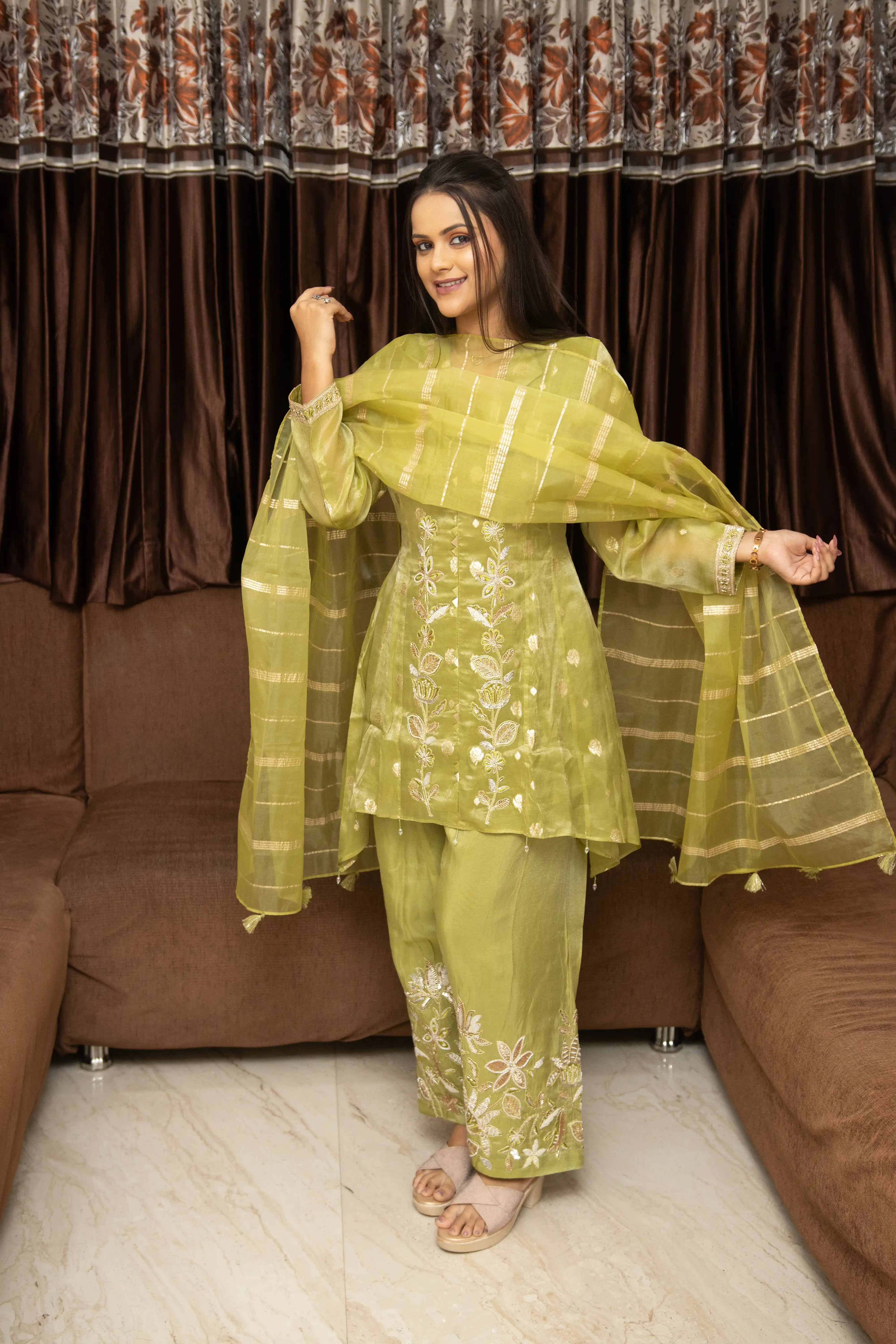 Green Embroidered Set