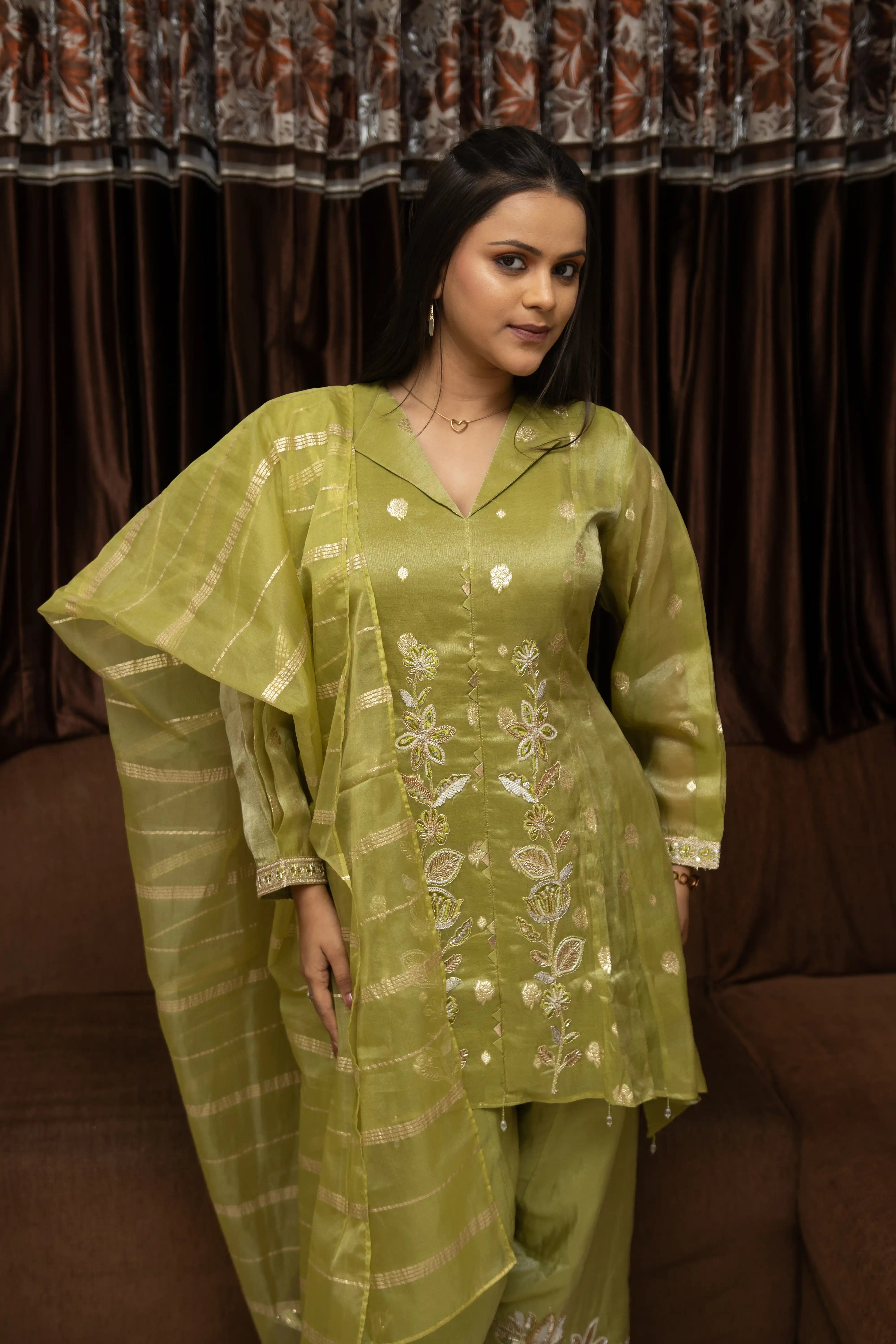 Green Embroidered Set