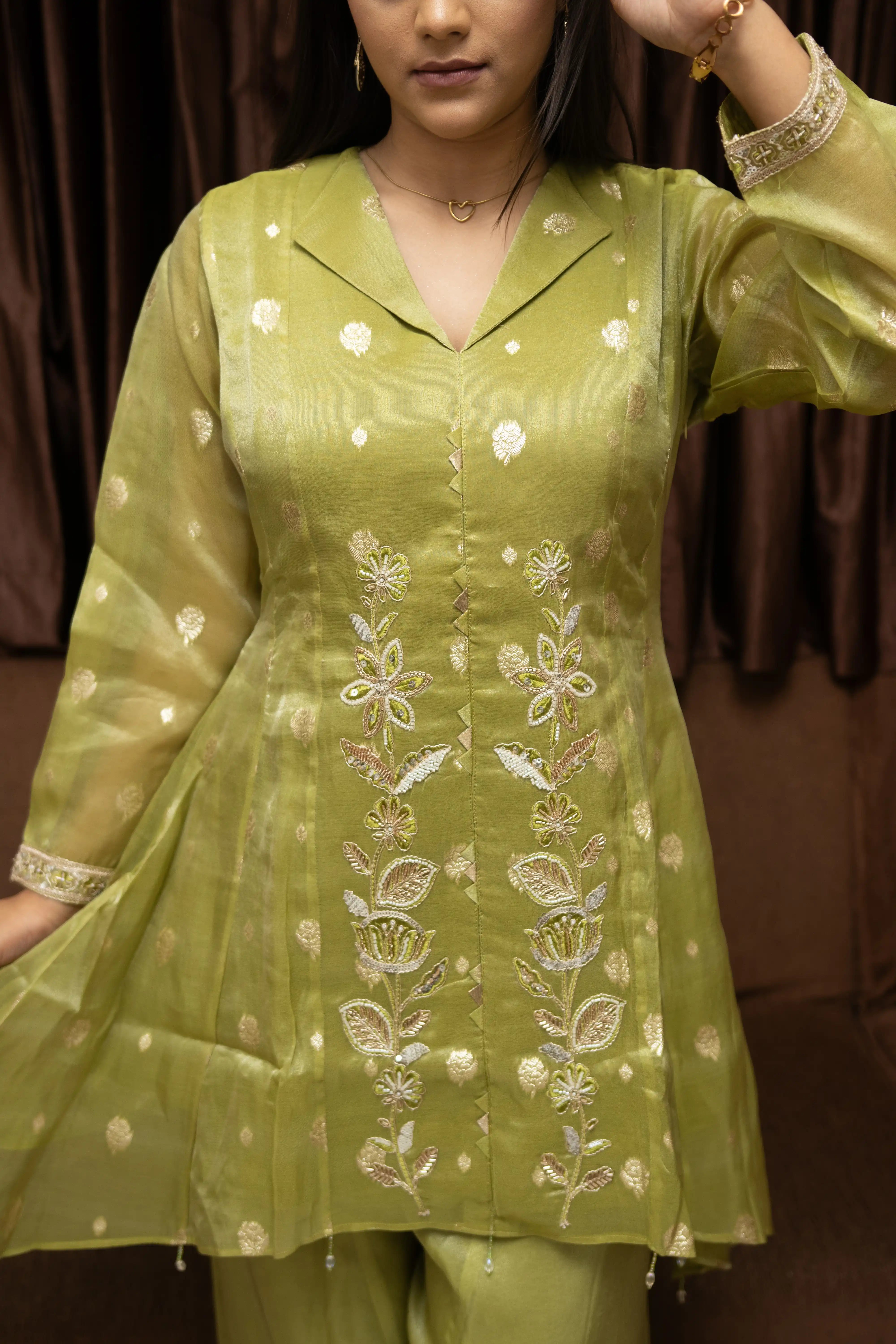Green Embroidered Set