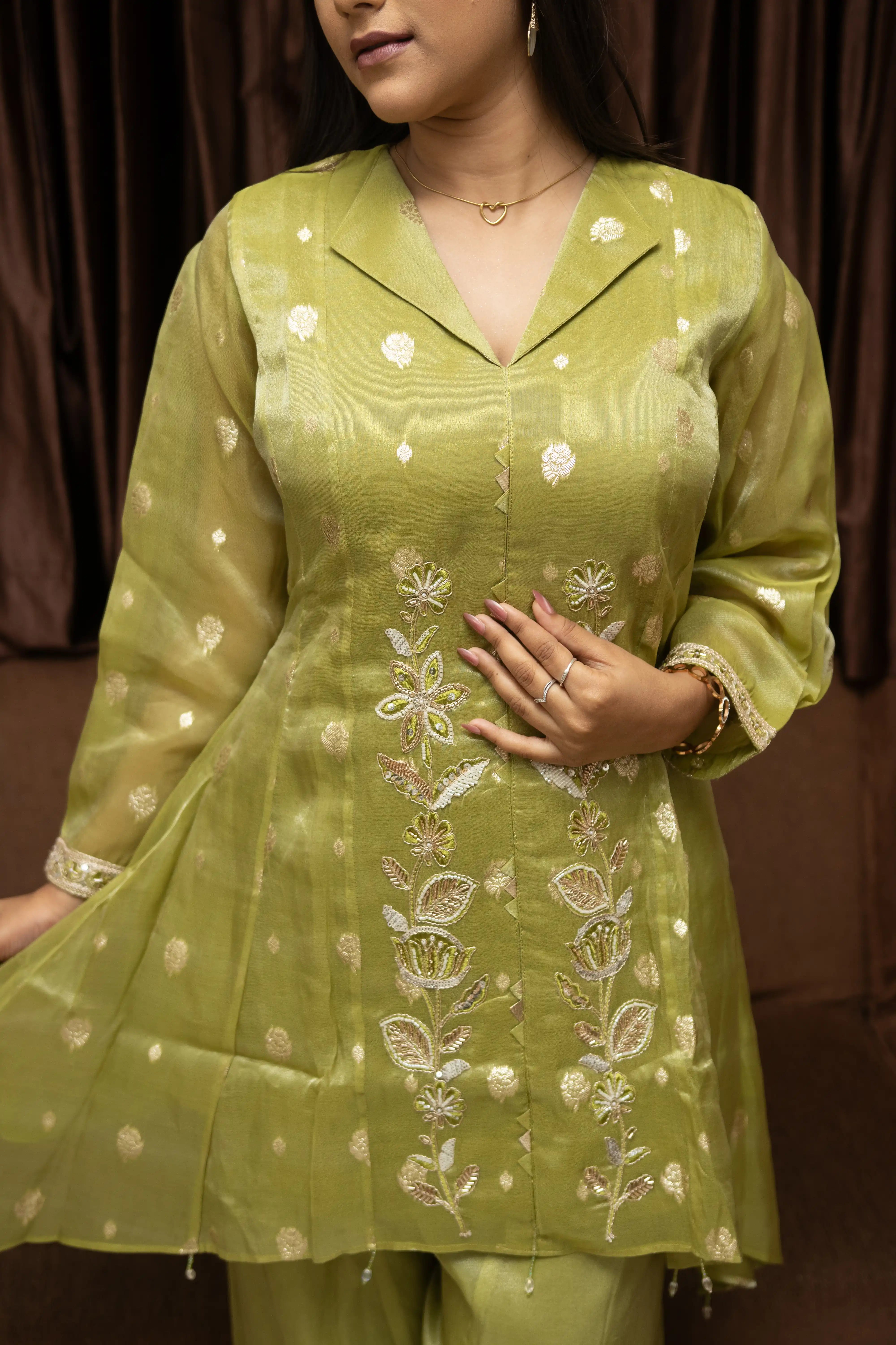 Green Embroidered Set
