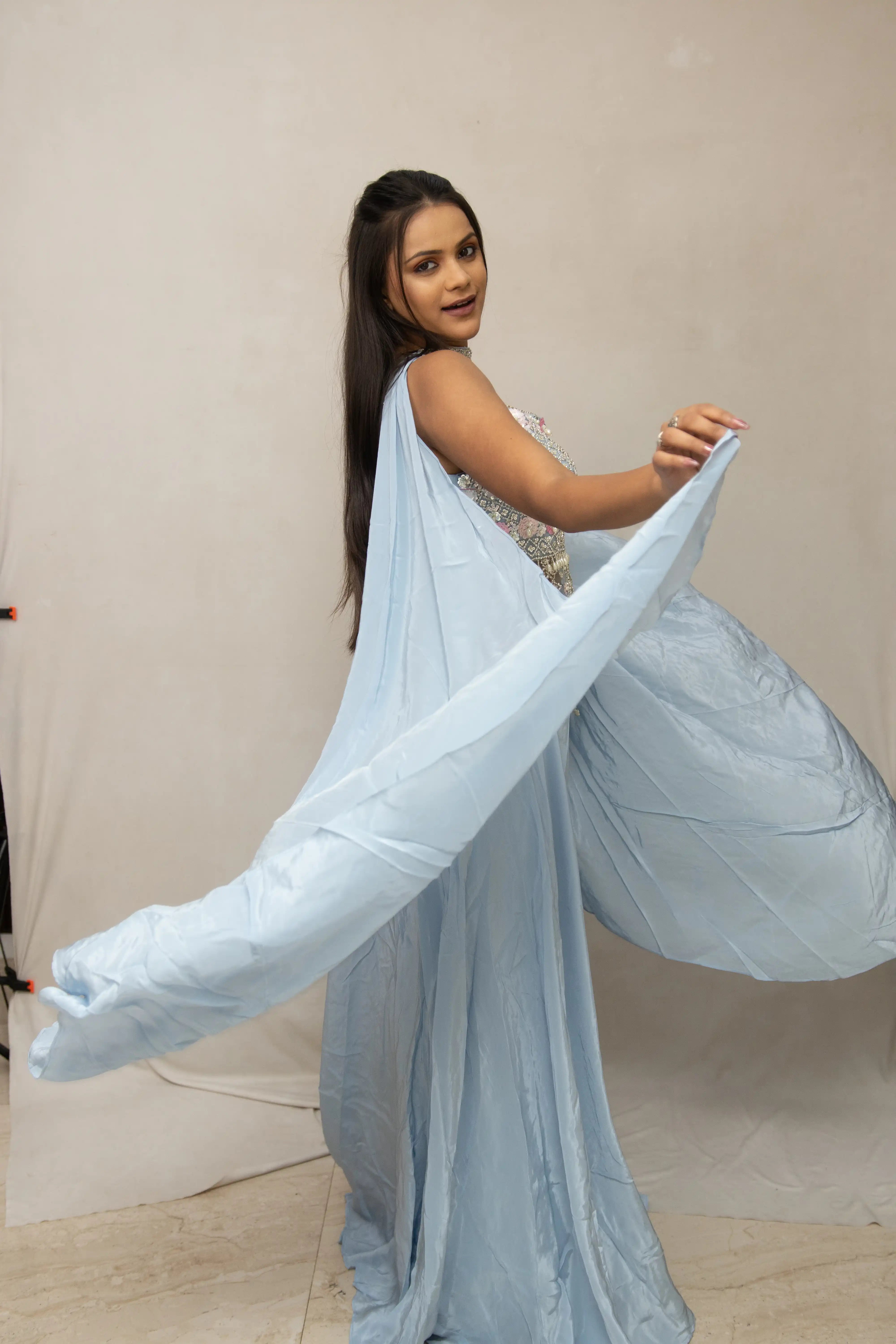Sky Blue Embroidered Sharara Set