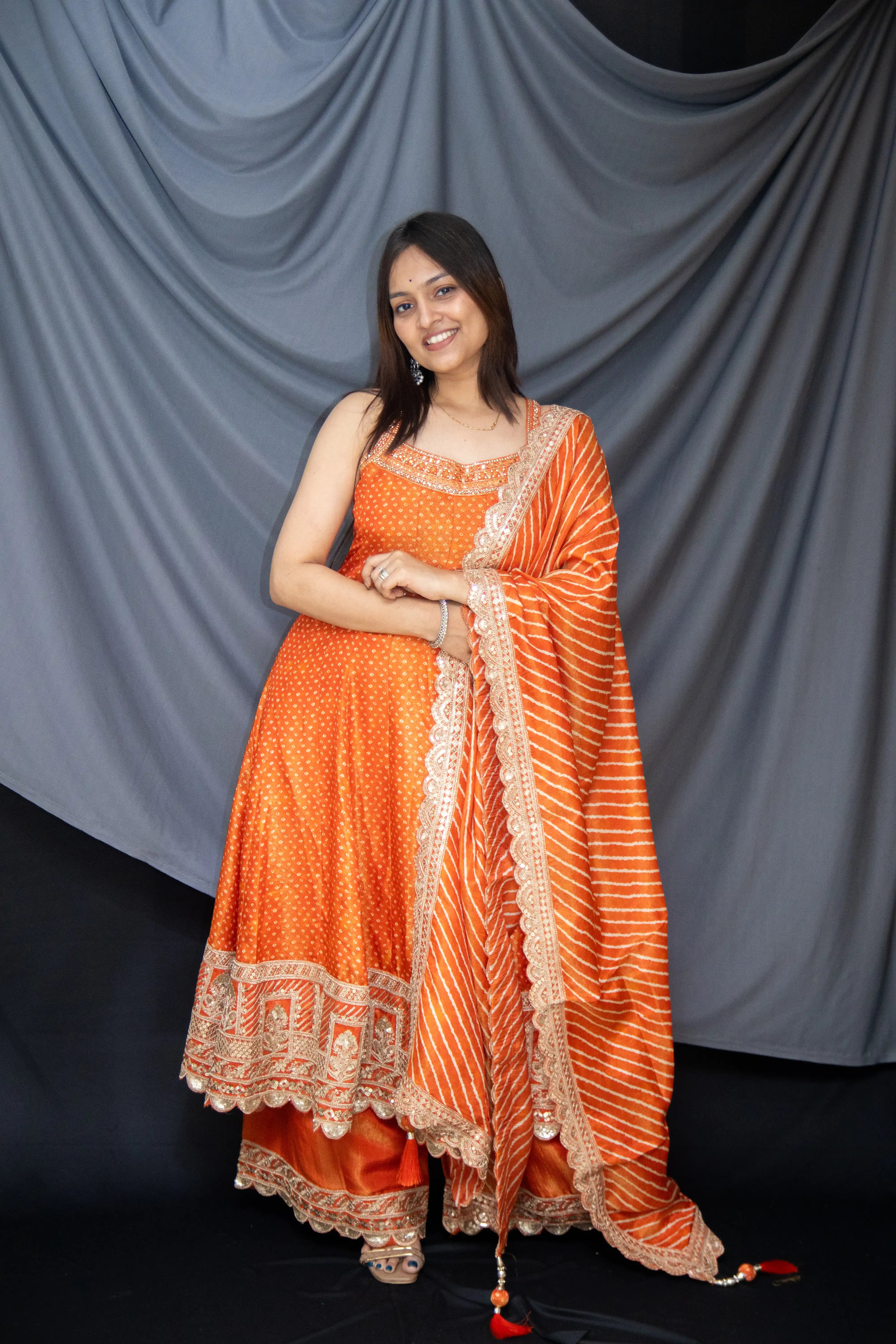 Radiant in Orange Traditional Elegance