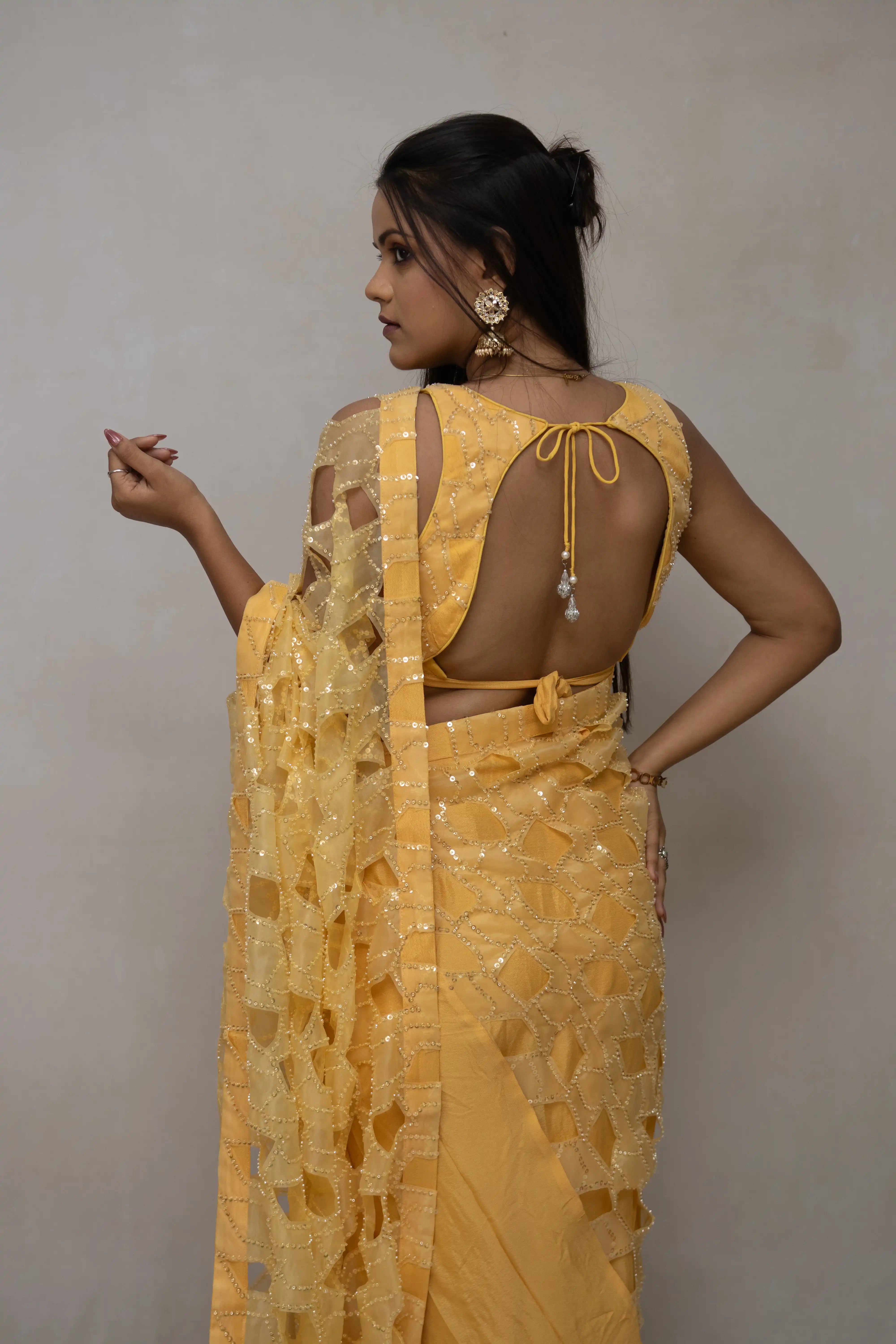 Yellow Embroidered Saree