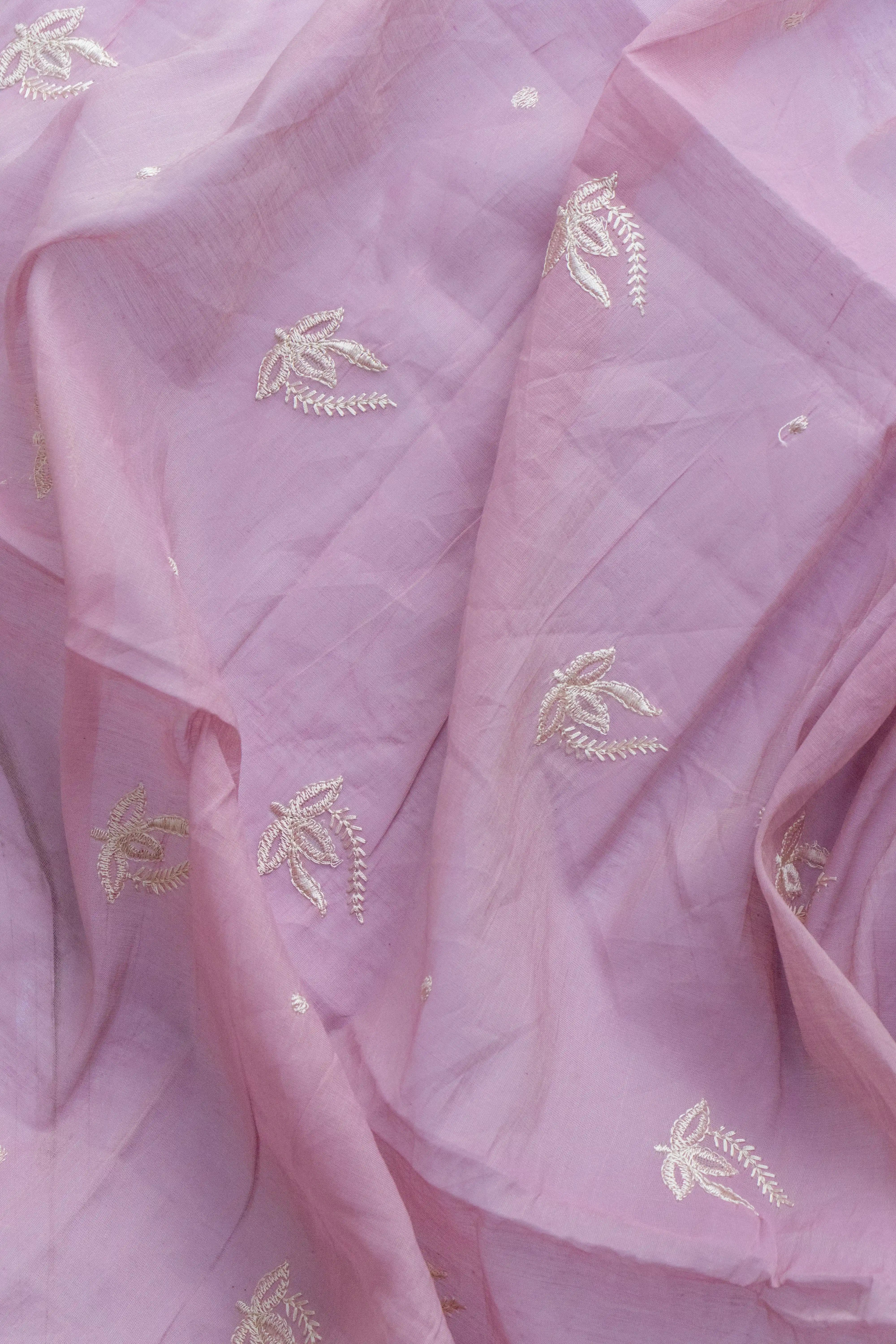 Pastel Pink Chikankari Style Dress Material with Pearl Work