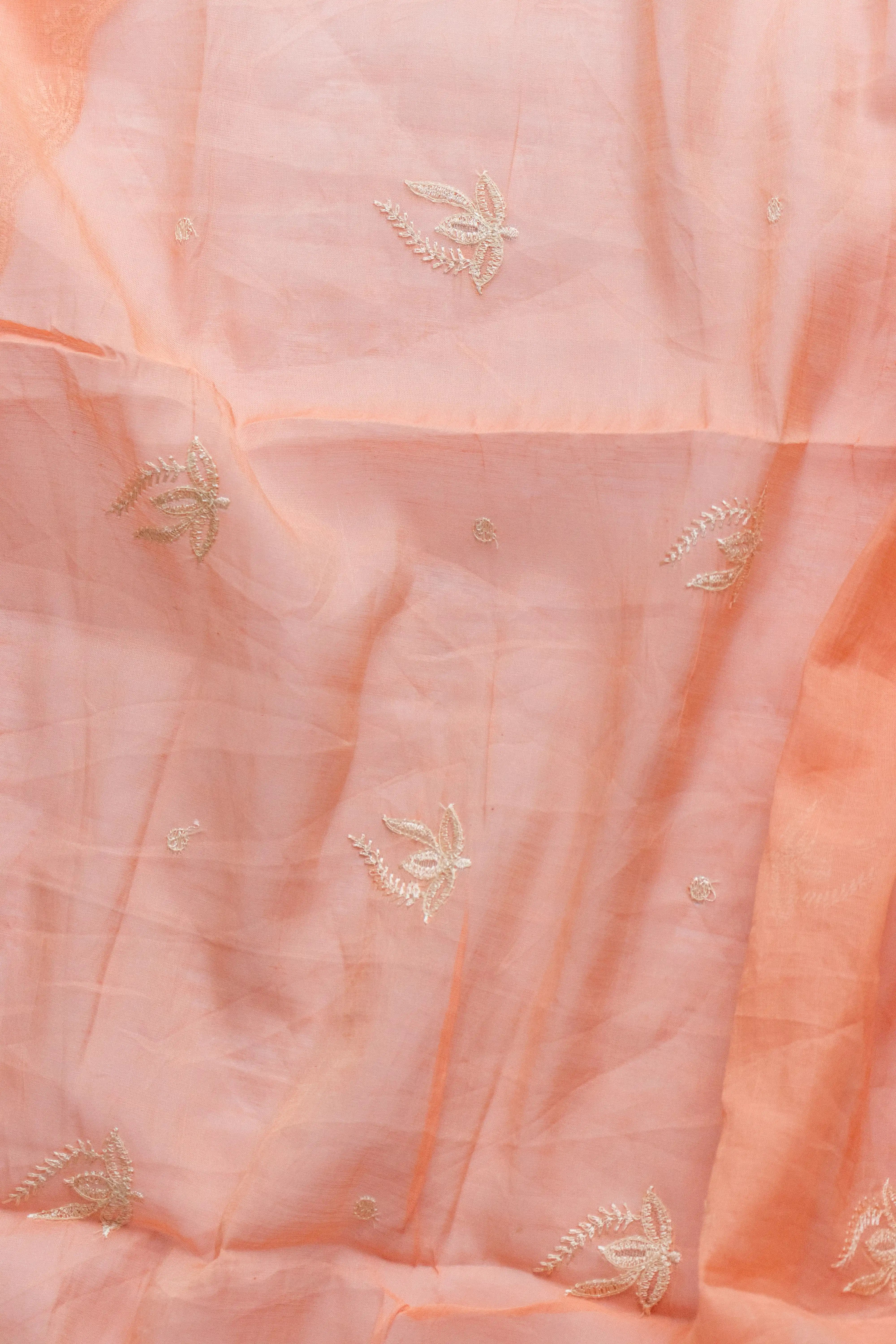 Timeless Chikankari: Peach Embroidered Cotton Suit