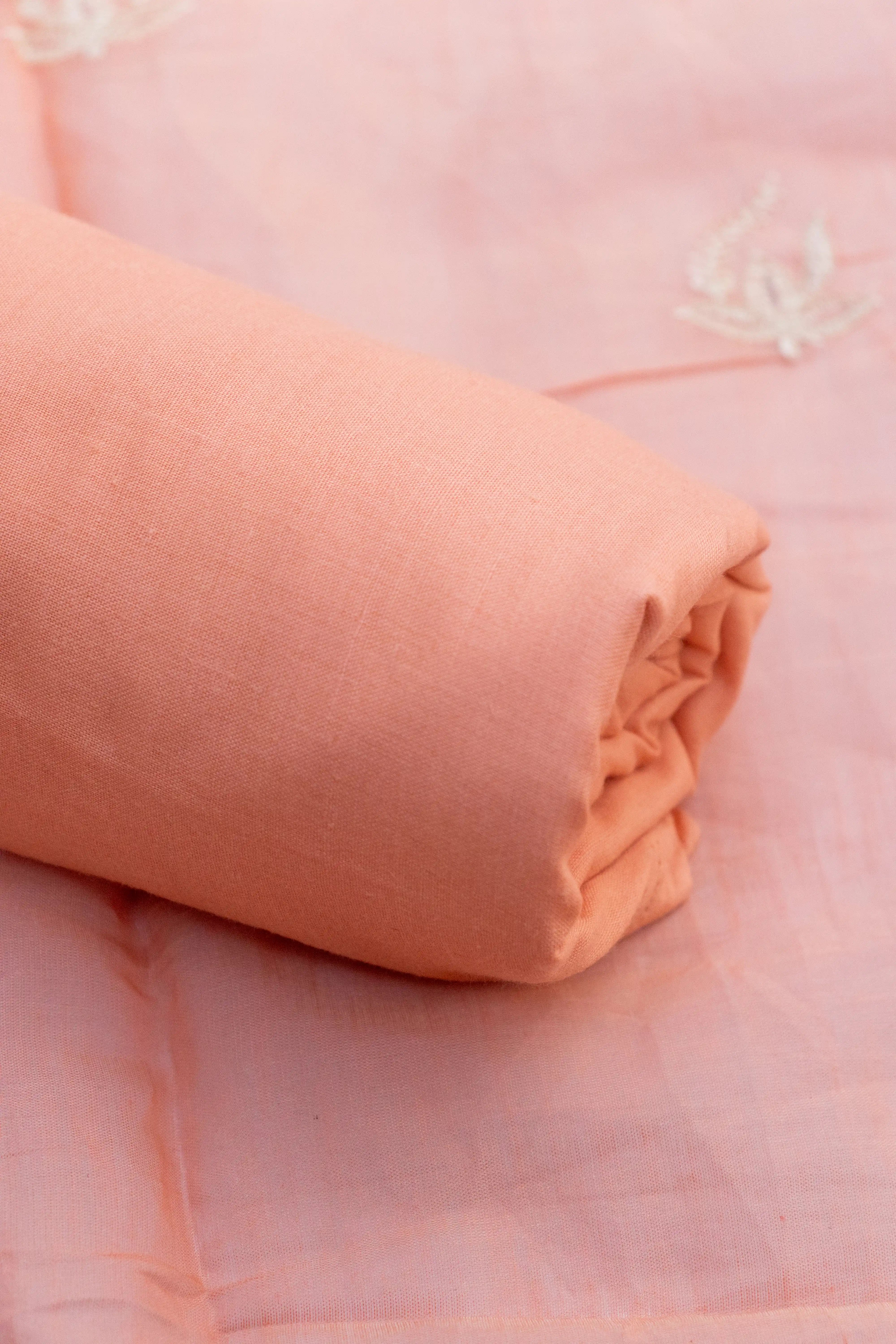 Timeless Chikankari: Peach Embroidered Cotton Suit