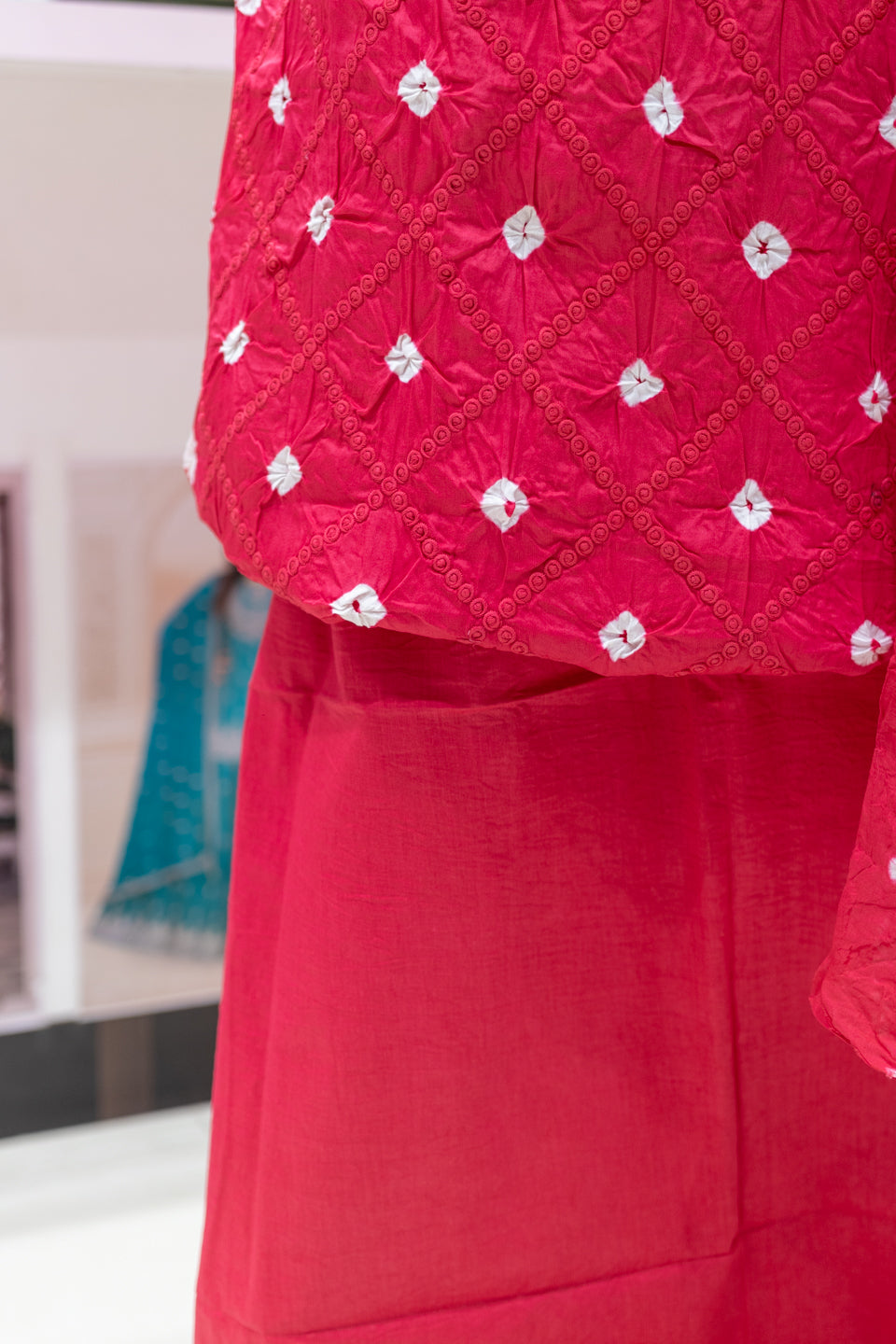 Pink Embroidered Unstitched Dress Material with Dupatta