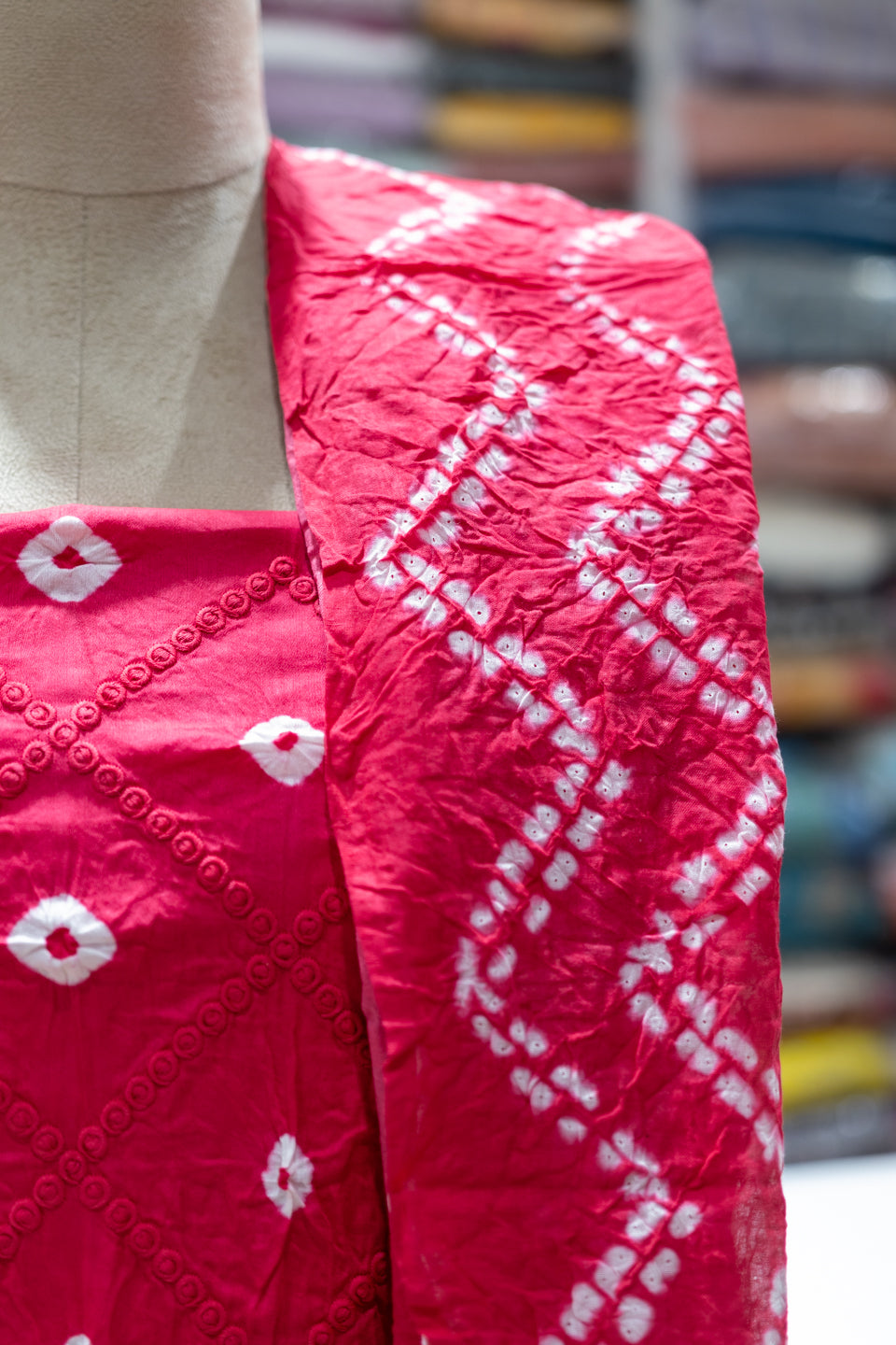 Pink Embroidered Unstitched Dress Material with Dupatta
