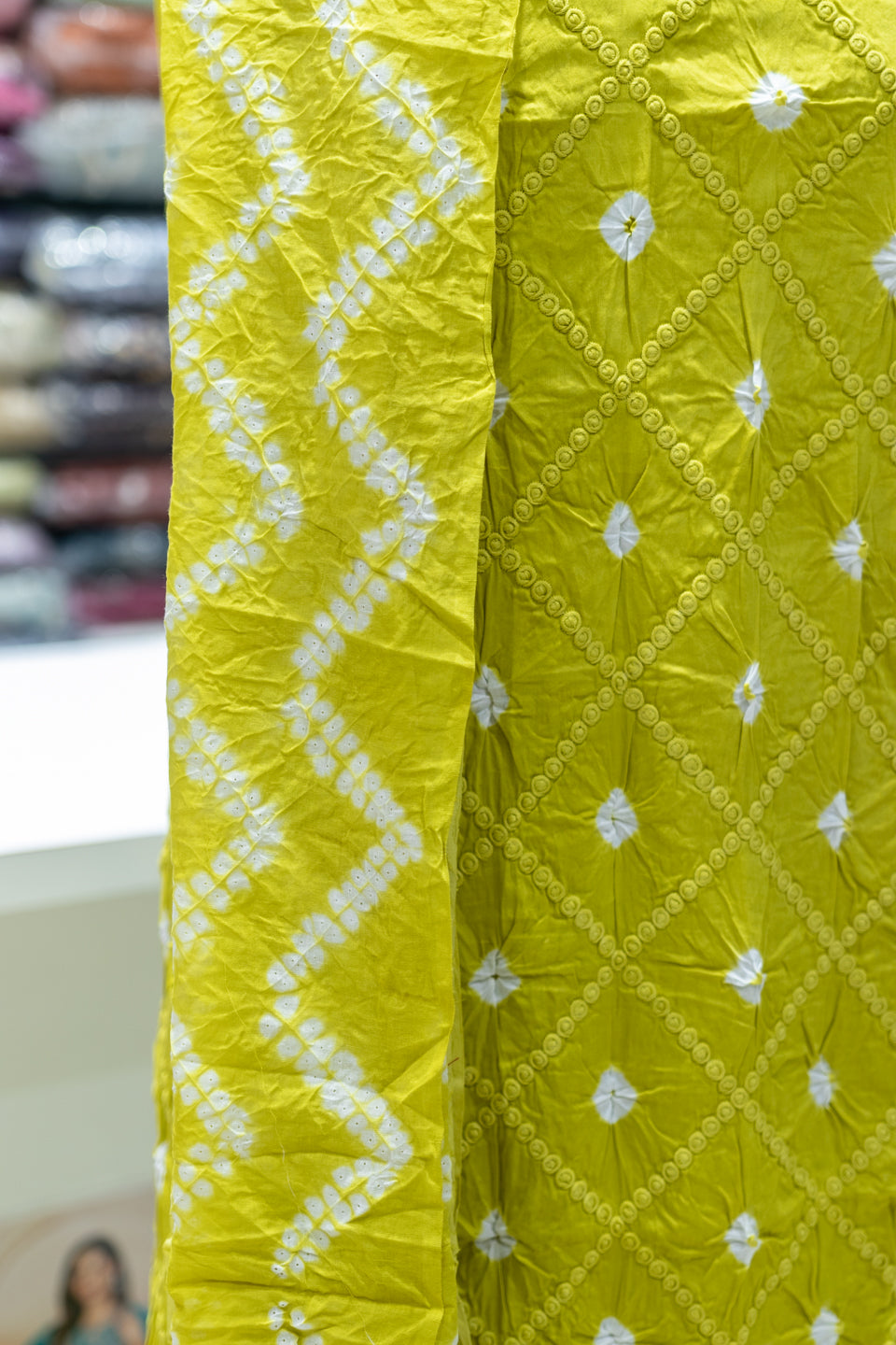 Parrot Green Embroidered Unstitched Dress Material with Dupatta
