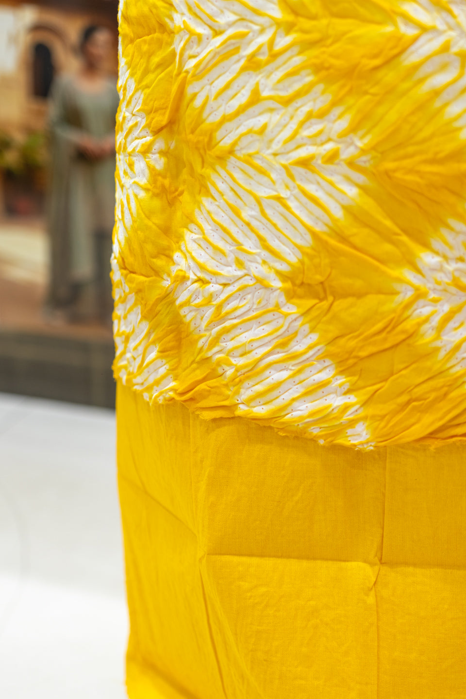 Yellow Printed Unstitched Dress Material with Dupatta