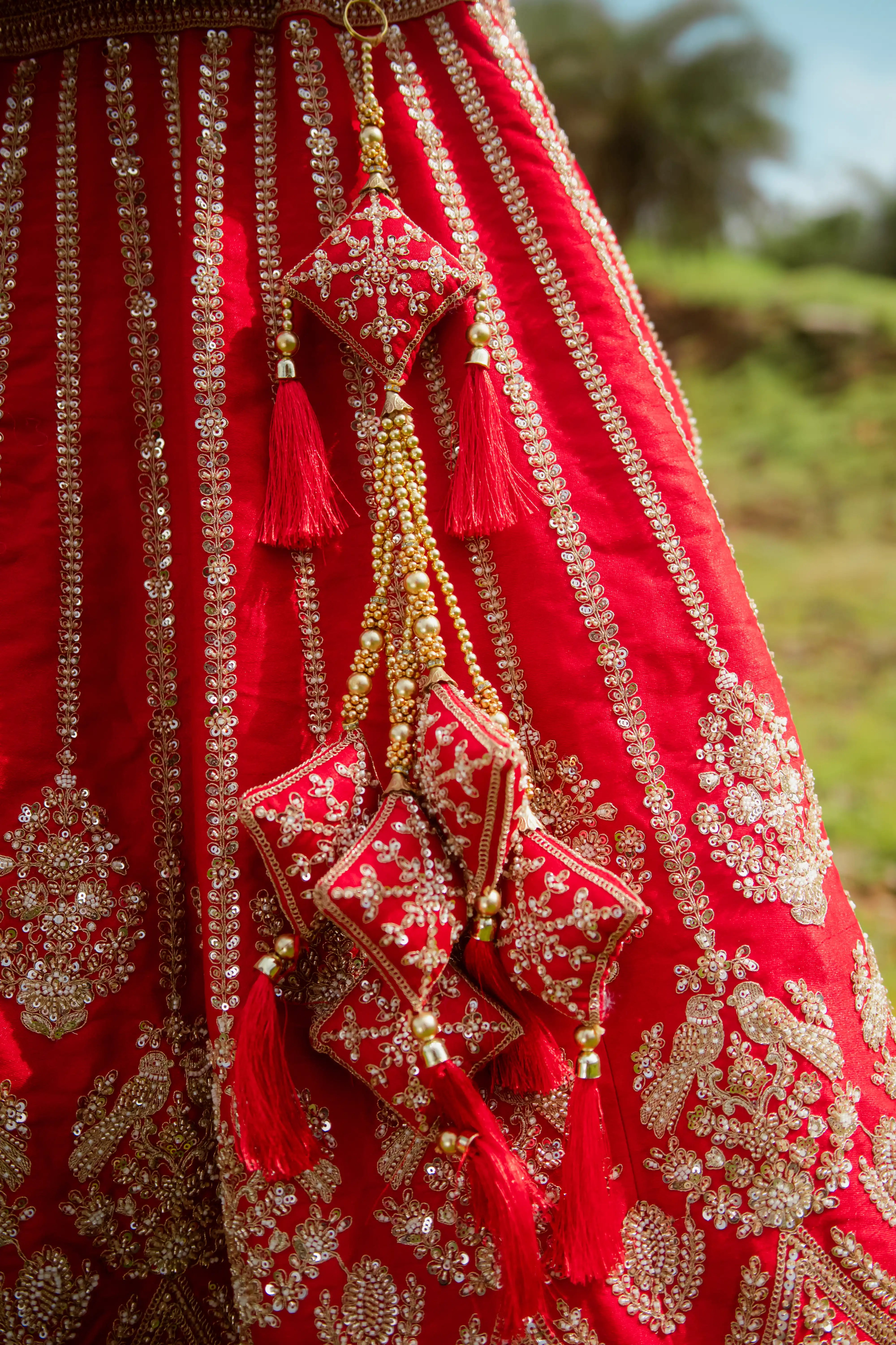 Elegant Red Bridal Lehenga Choli with Dupatta