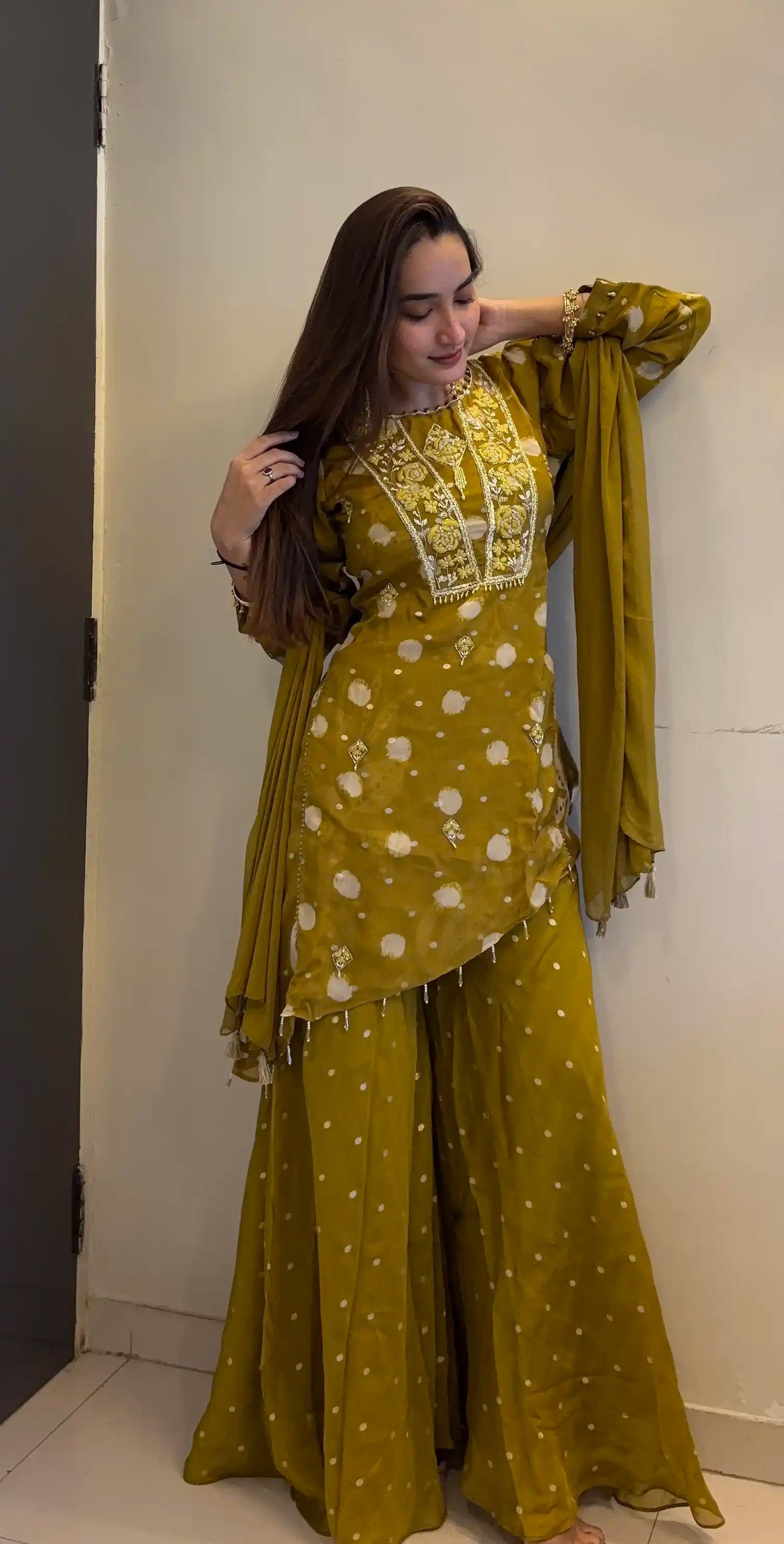Green Embroidered Plazo set