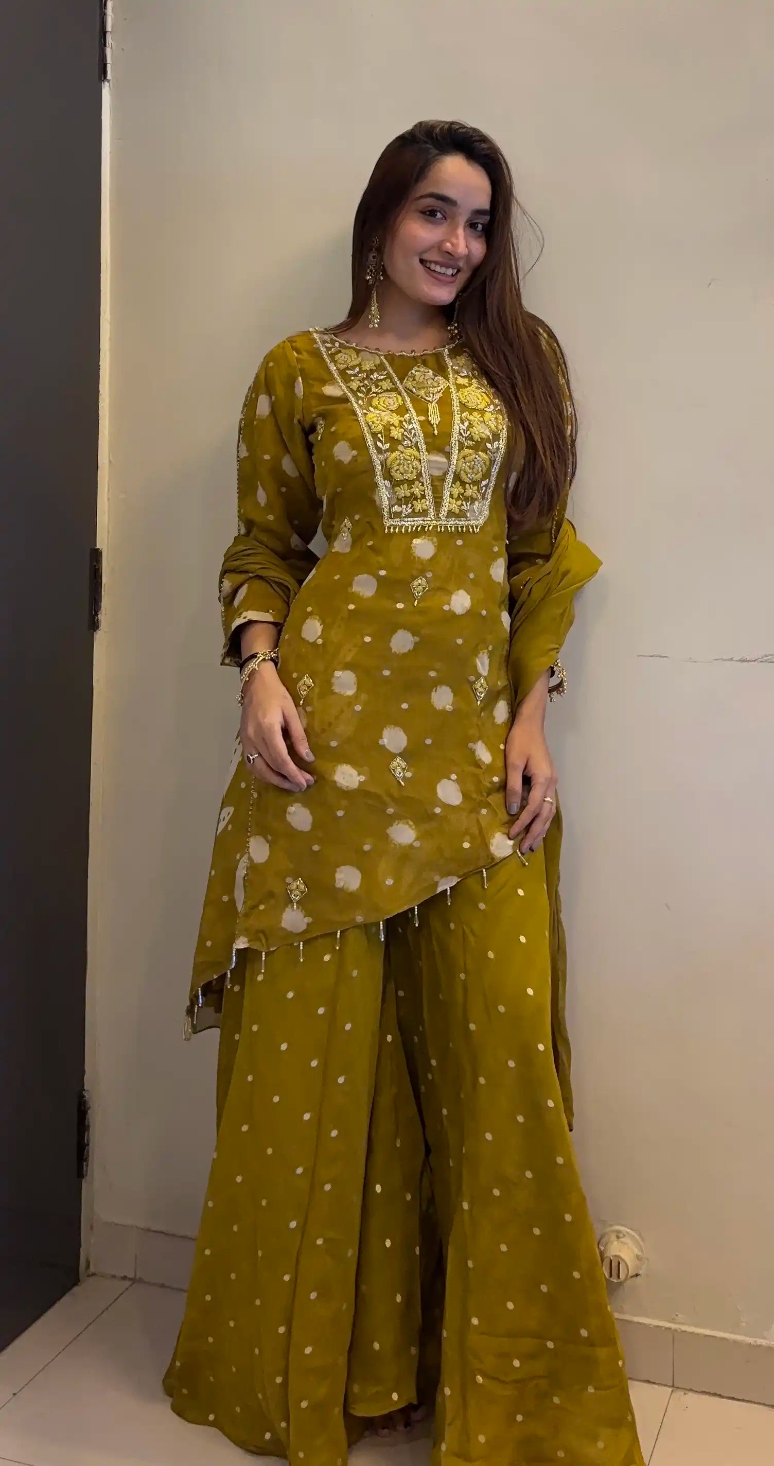 Green Embroidered Plazo set